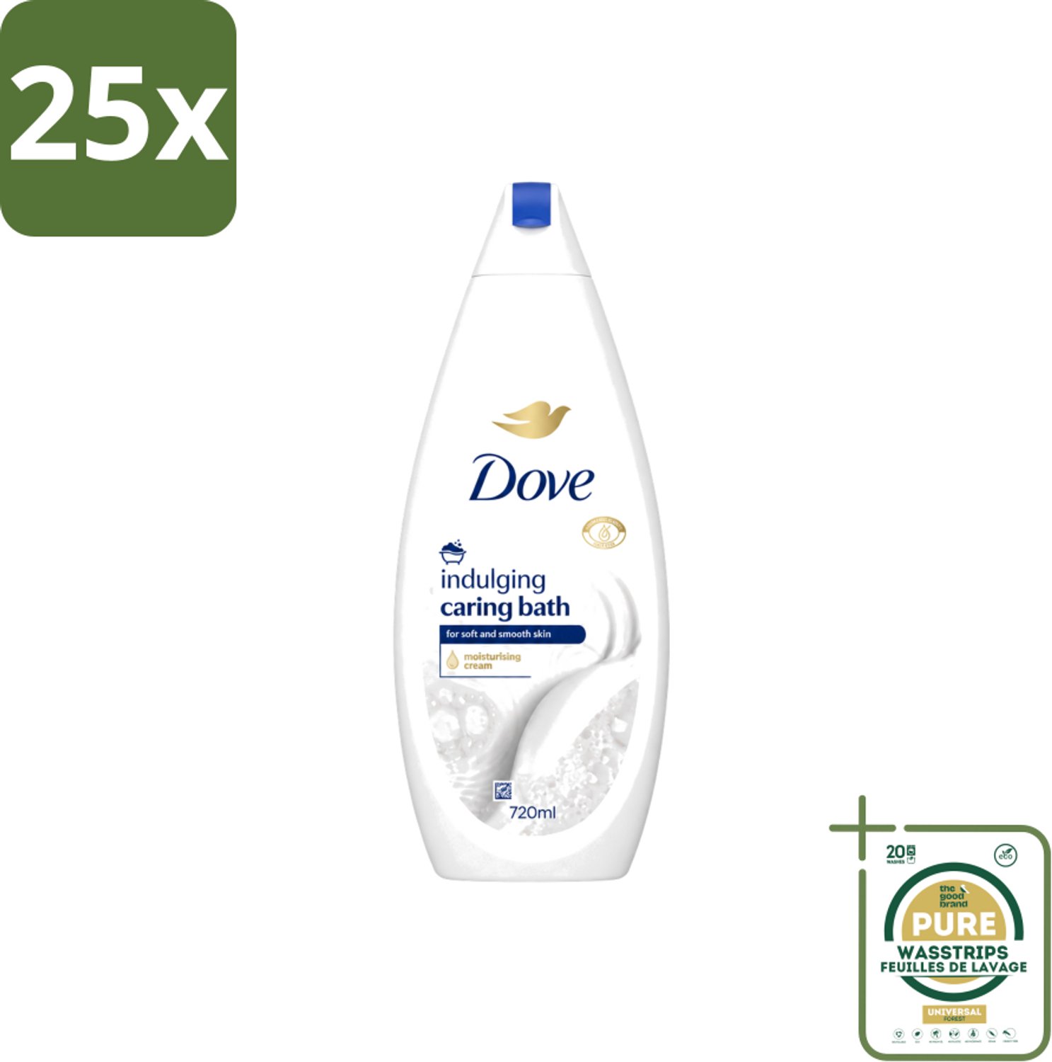 25 x Dove – Badcrème – Indulging Cream – 720 ml - Wasstrips - Badcrème - Badcrème 720 Ml - Badcrème Voor Huid - Badcrème Voor Zintuigen - Zachte Reiniging