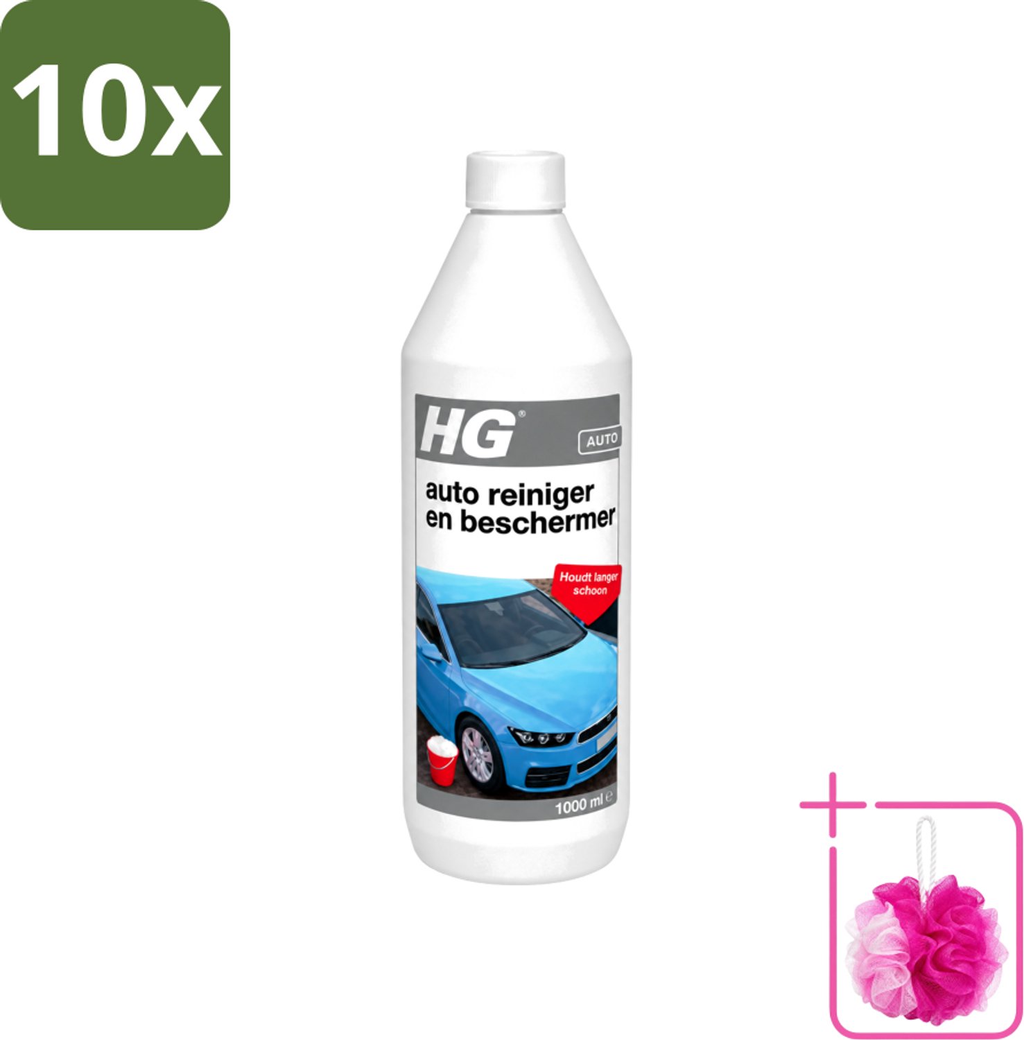 10 x HG - Autoreiniger & Beschermer - Houdt Langer Schoon - 50 tot 60 Wasbeurten - 1L - Bulkverpakking - Autoreiniger - Douchemop - Autobeschermer