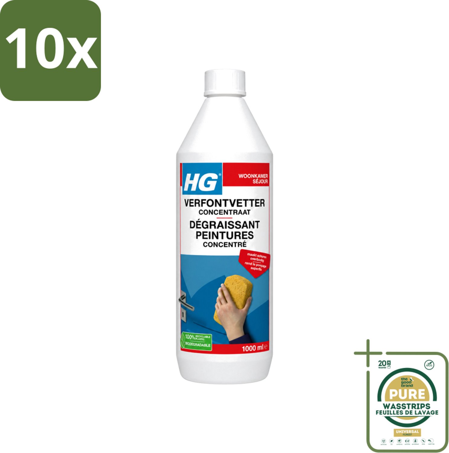 10 x HG - Verf Ontvetter Concentraat - Krachtige Ontvetter - 1L - Wasstrips - Verf Ontvetter - Ontvettingsmiddel - Vetvrij Maken - Schilderen Voorbereiden - Schuren Vermijden