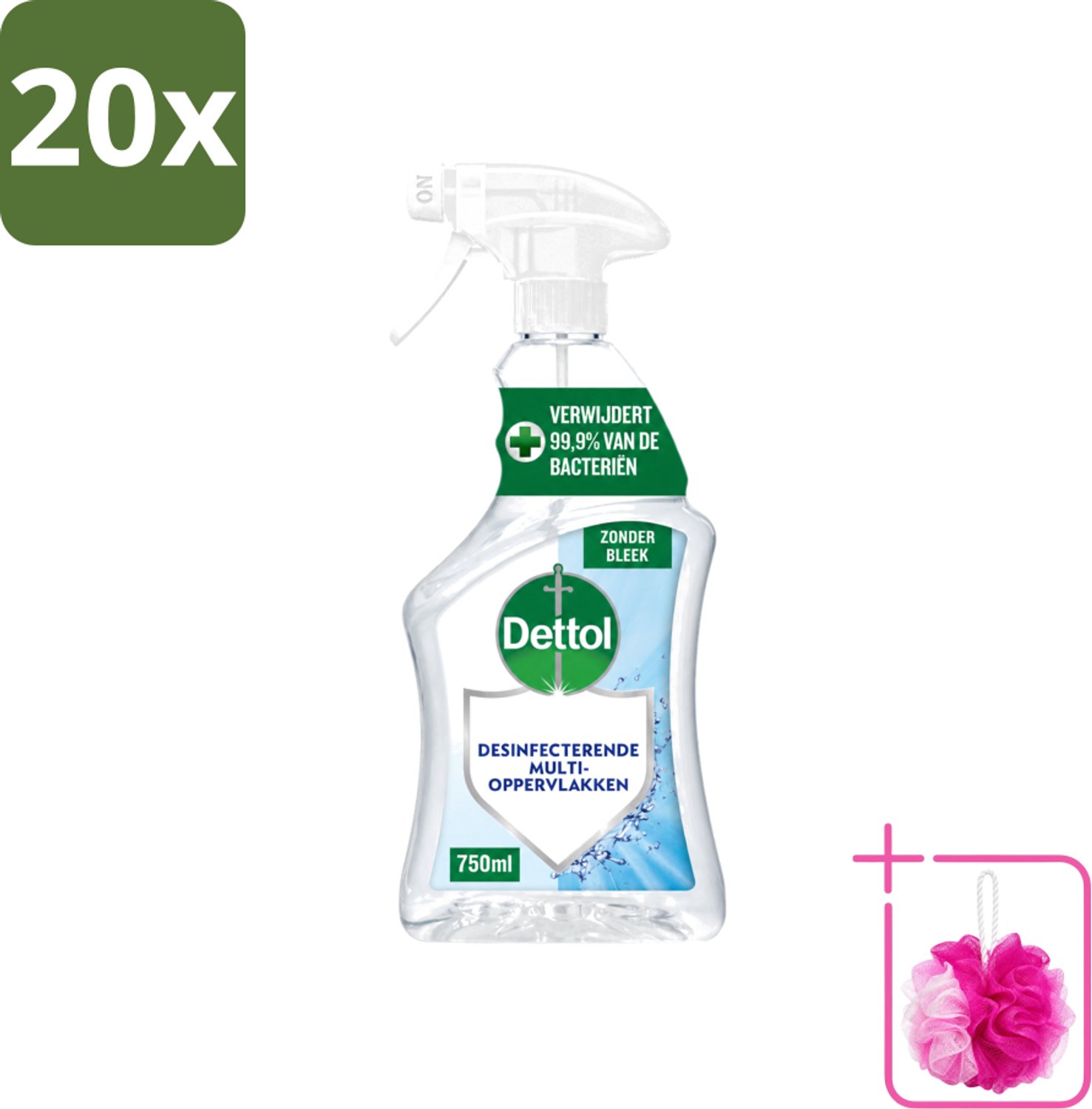 20 x Dettol - Allesreiniger - Spray - Zonder Bleek - Perfecte Hygiëne - 750ml - Bulkverpakking - Reiniger spray - Douchemop - Hygiëne