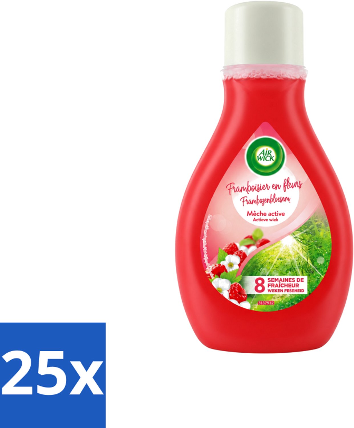 25 x Air Wick – Luchtverfrisser – Actieve Wiek Framboos & Bloesem – 375 ml - Voordeelverpakking - 25 stuks