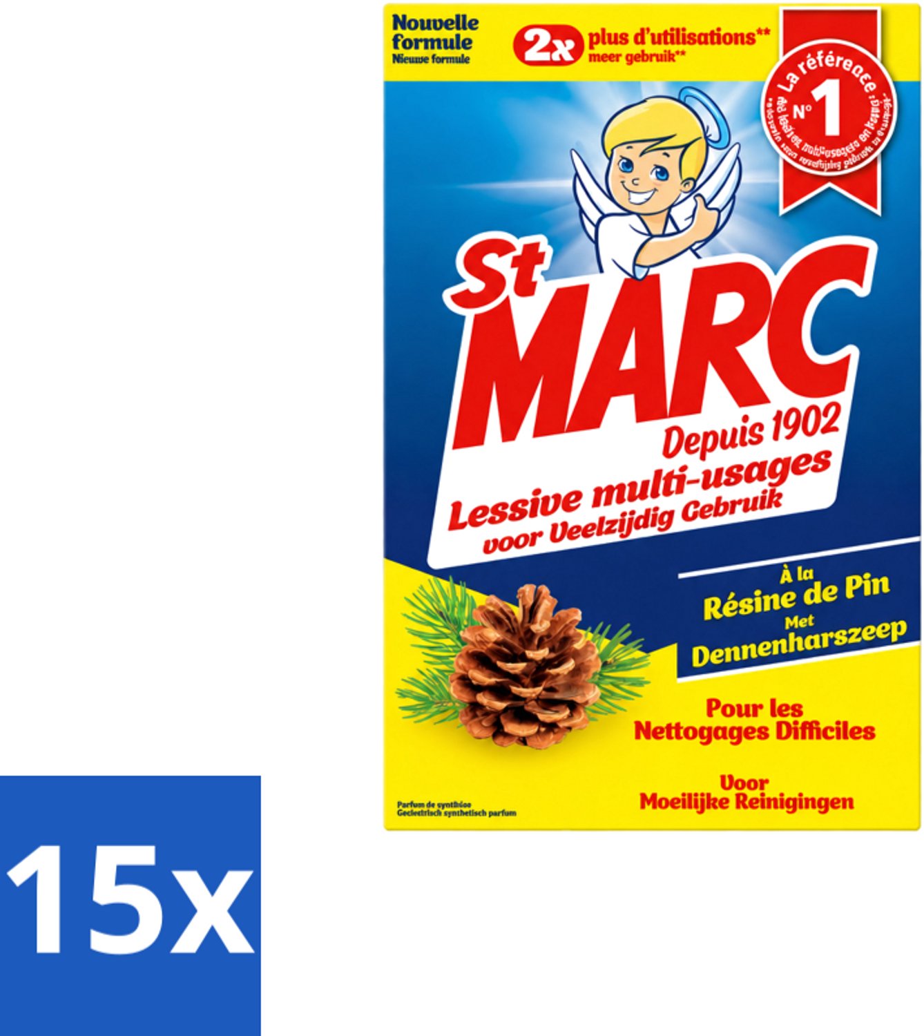 15 x St. Marc – Wasmiddel – Multifunctioneel Dennenhars – 1,4 kg - Voordeelverpakking - 15 stuks
