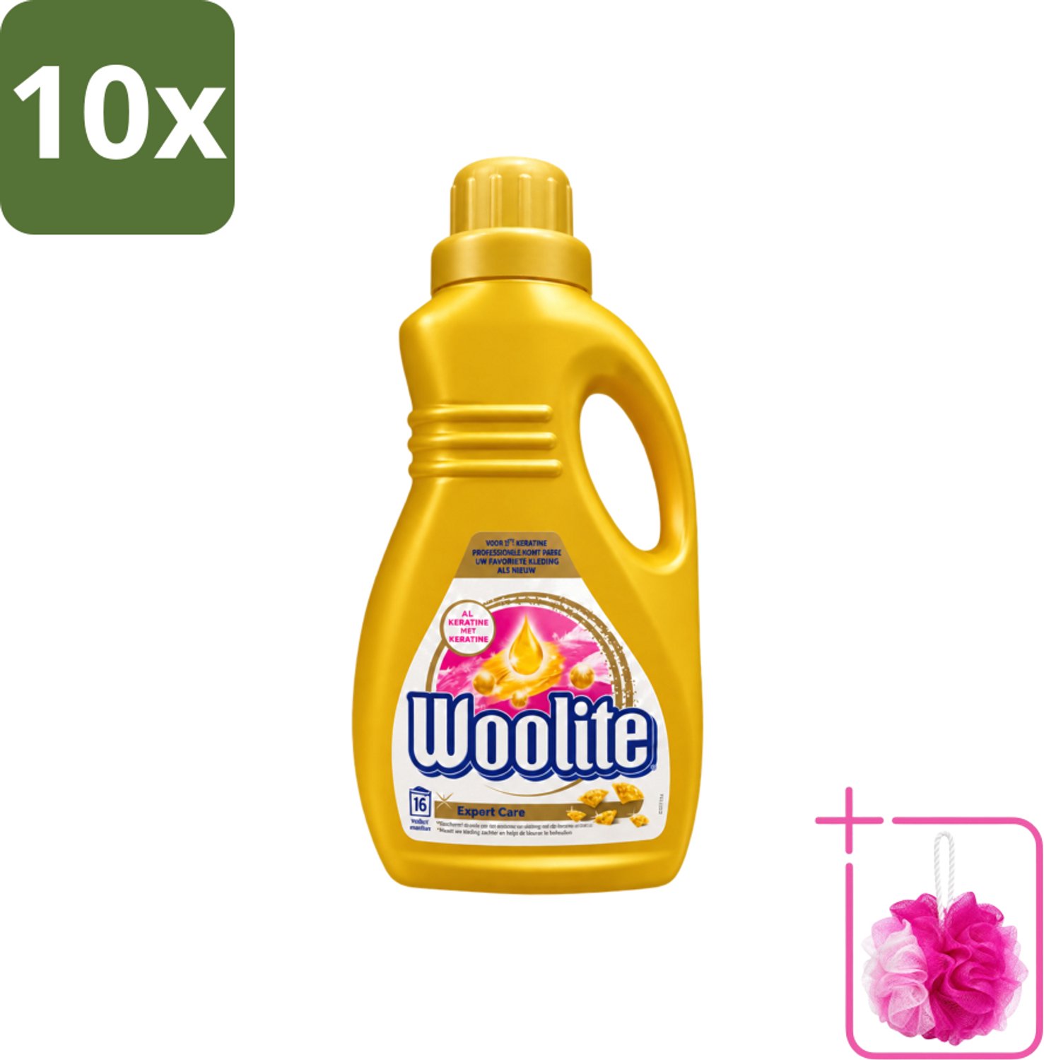 10 x Woolite Expert Care - Vloeibaar Wasmiddel - Met Keratine - Delicate Was - 16 Wasbeurten - 1L - Bulkverpakking - Delicate was - Douchemop - Keratine wasmiddel