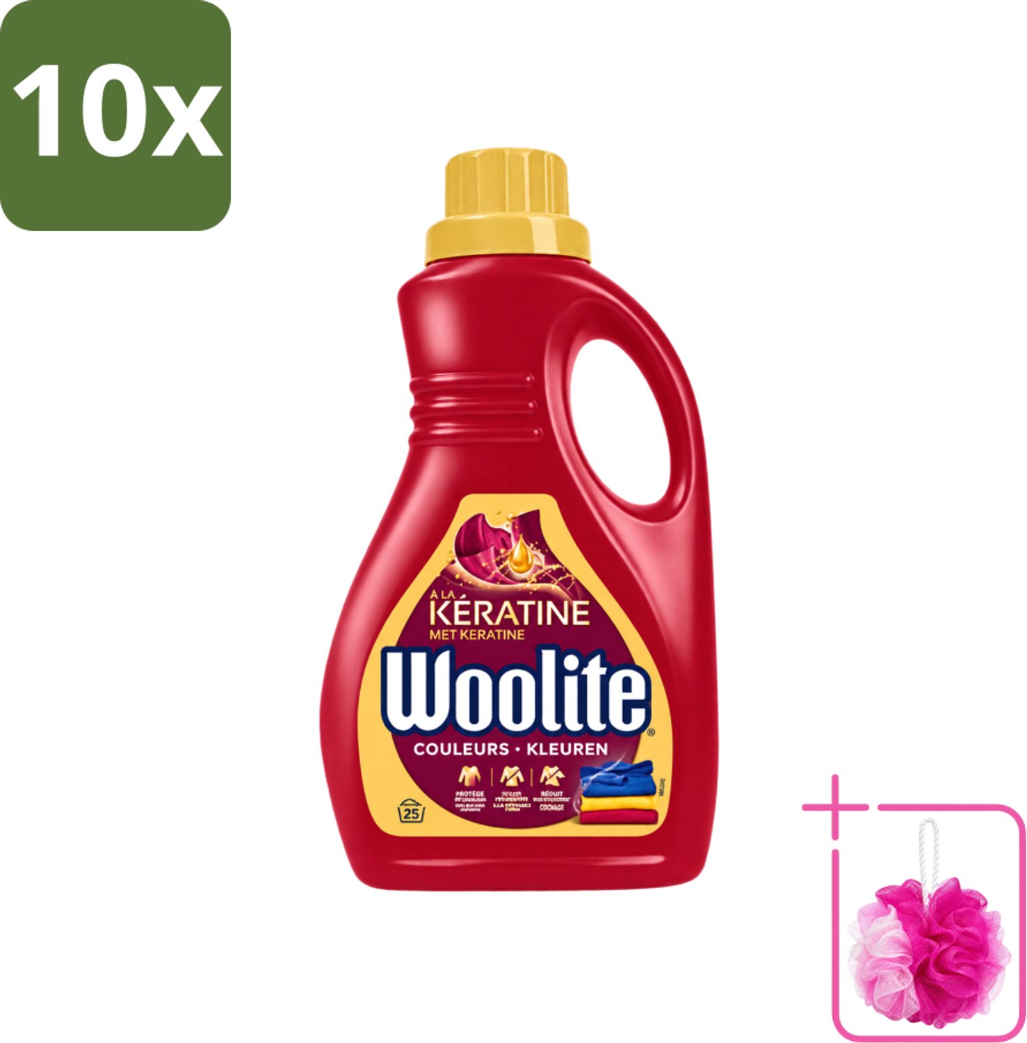 10 x Woolite Color - Vloeibaar Wasmiddel - Met Keratine - Gekleurde Was - 25 Wasbeurten - 1,5L - Bulkverpakking - Gekleurde was - Douchemop - Keratine wasmiddel
