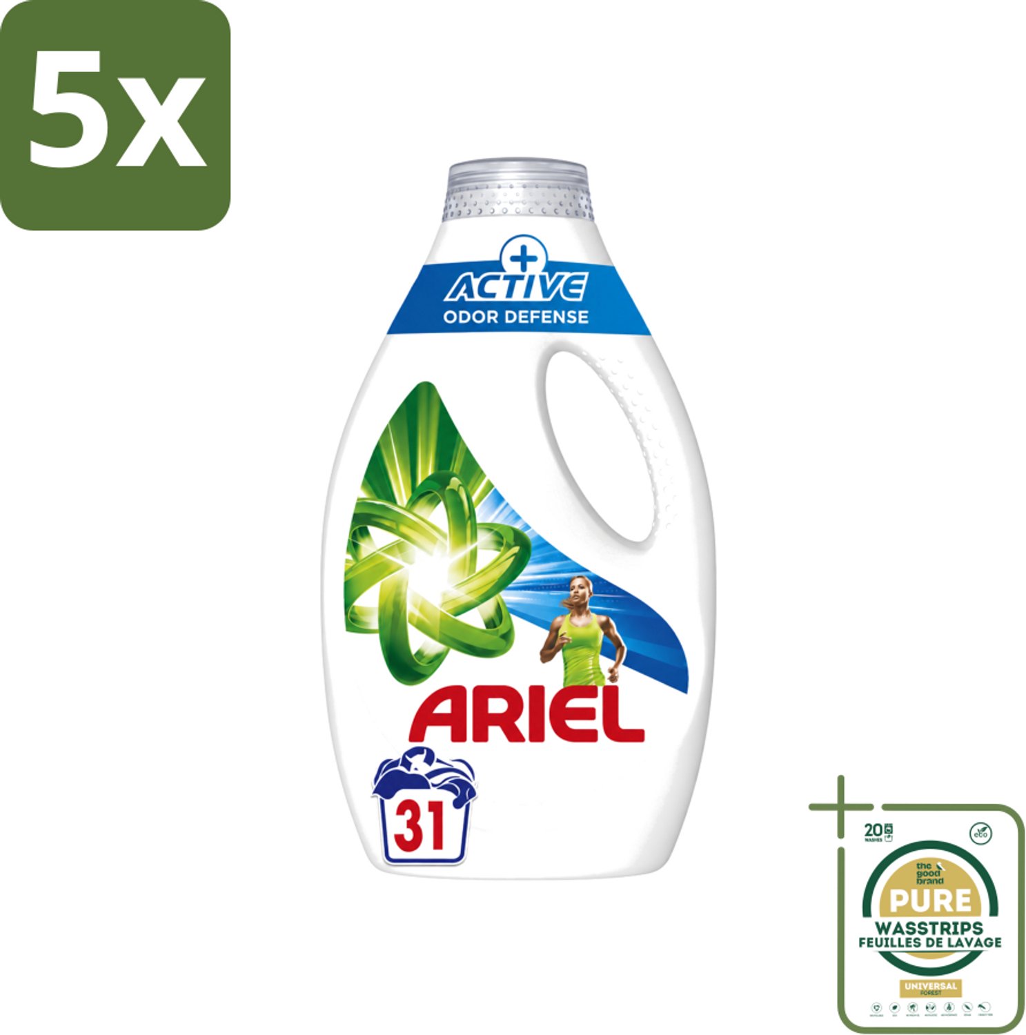 5 x Ariel Original - Actieve Geurbestrijding - Vloeibaar Wasmiddel - Witte en Gekleurde Was - 31 Wasbeurten - Wasstrips - Actieve Geurcontrole - Vloeibaar Wasmiddel - Wasmiddel Voor Witte En Gekleurde Kleding - Frisse Was - Vlekbestrijding