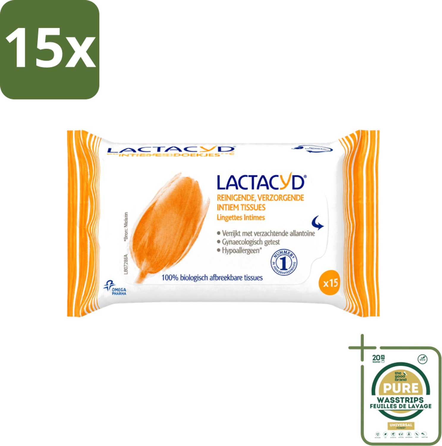 15 x Lactacyd Classic - Intieme Doekjes - Reinigend - Biologisch Afbreekbaar - 15 Doekjes - Wasstrips - Intieme Doekjes - Reiniging Intieme Zone - Biologisch Afbreekbaar - Allantoïne - Melkzuur