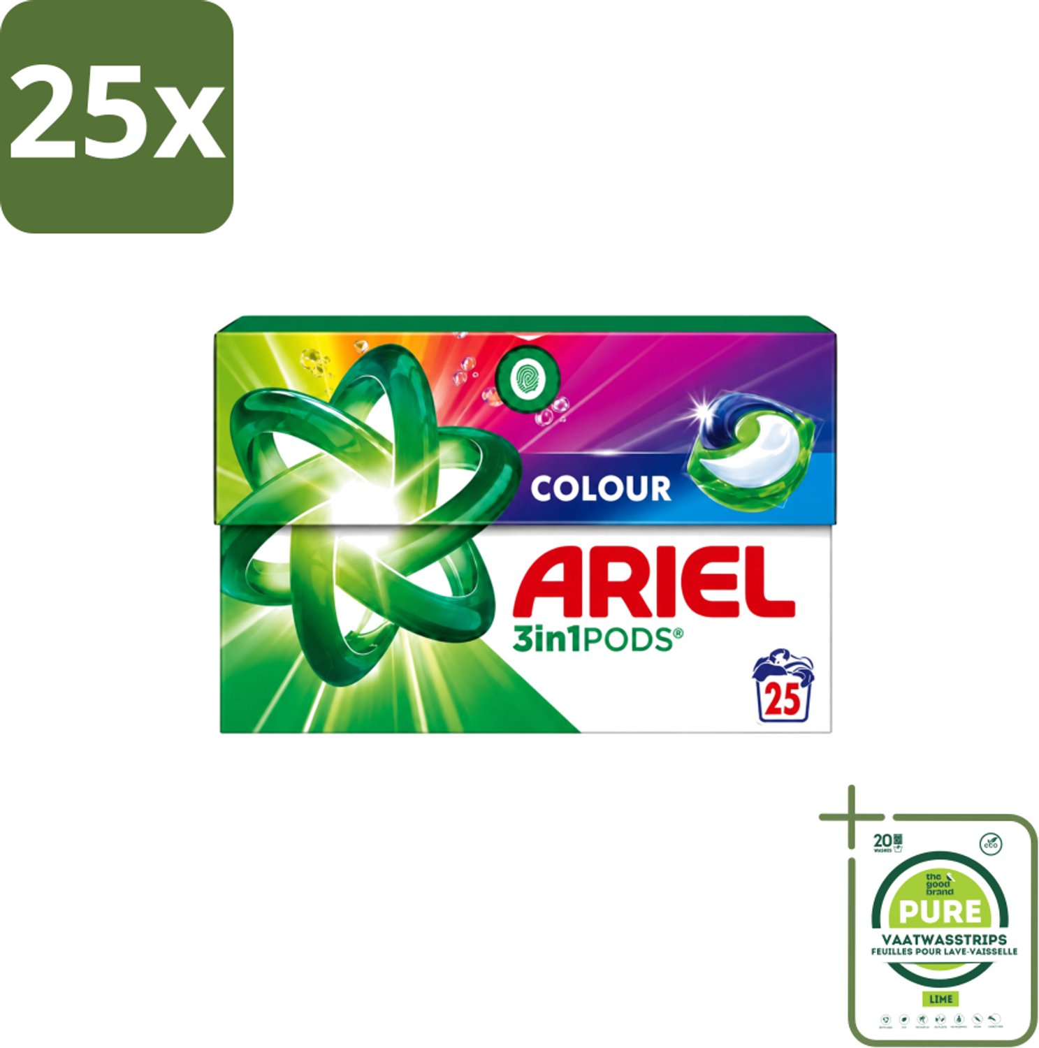 25 x Ariel – Pods 3in1 – Color – 500 g – 25 wasbeurten - Grootverpakking - Vaatwasstrips - Kleurwas - Kleurbehoud - Wasmiddel - 3in1 Pods - Ariel Pods
