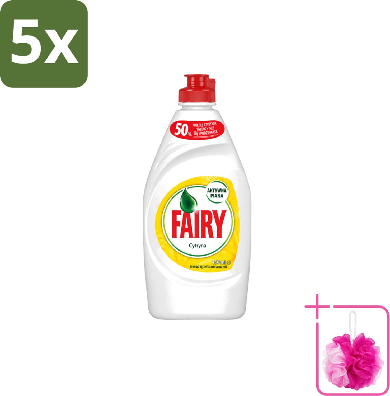 5 x Fairy – Afwasmiddel – Citroen – 450 ml - Bulkverpakking - Afwasmiddel citroen - Douchemop - Vaat reinigen