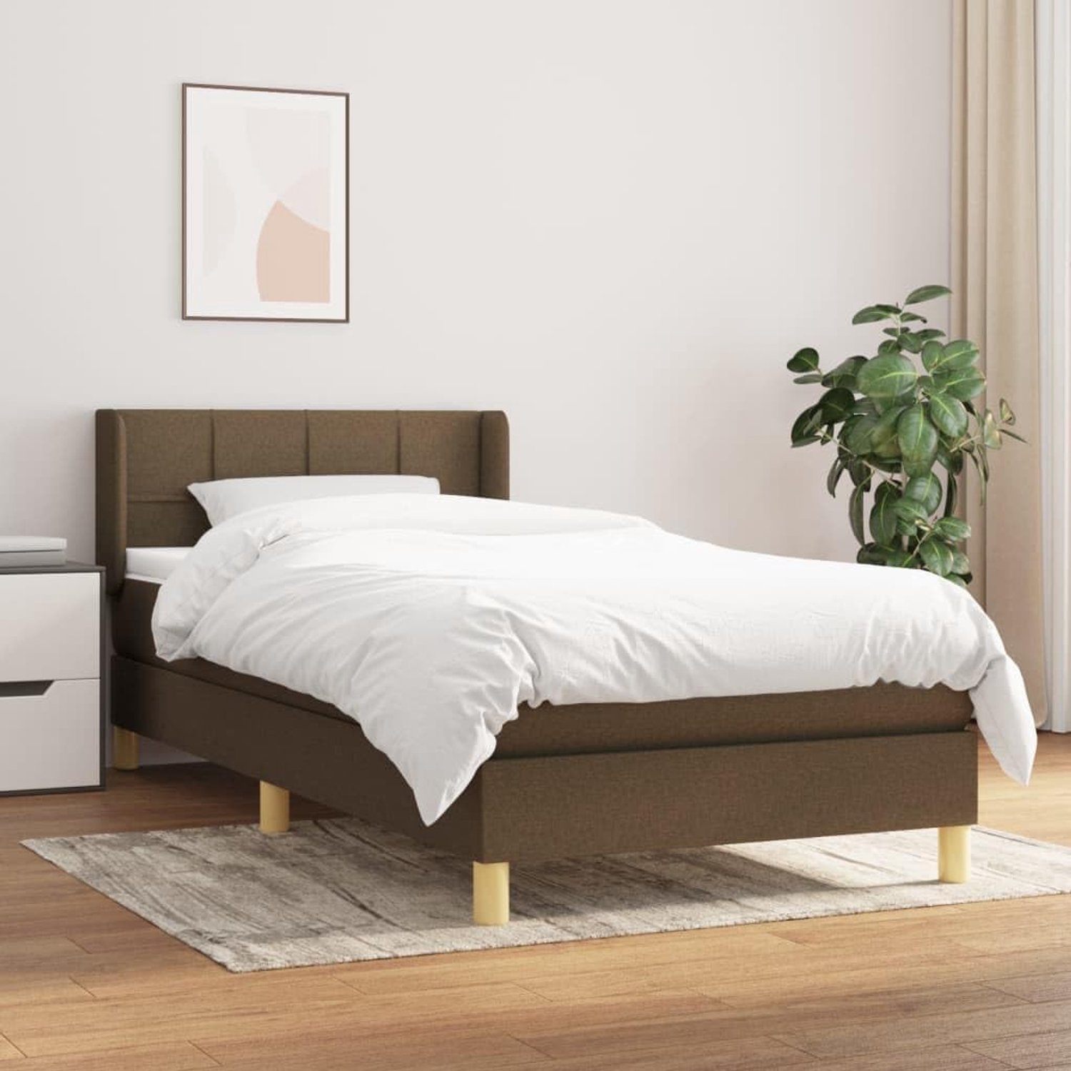 Stof Verstelbaar hoofdbord Boxspringset Donkerbruin 100x200 cm