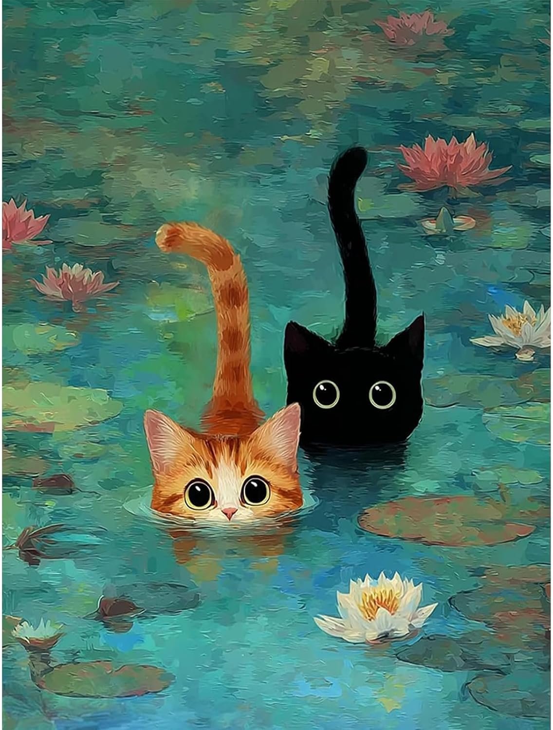 Diamond Painting Kat, 5D-diamantschilderset voor volwassenen, met kattenmotief, diamantschilderij, doe-het-zelf, glanzende kunst voor wanddecoratie, dierenschilderij, creatieve set, 30 x 40 cm