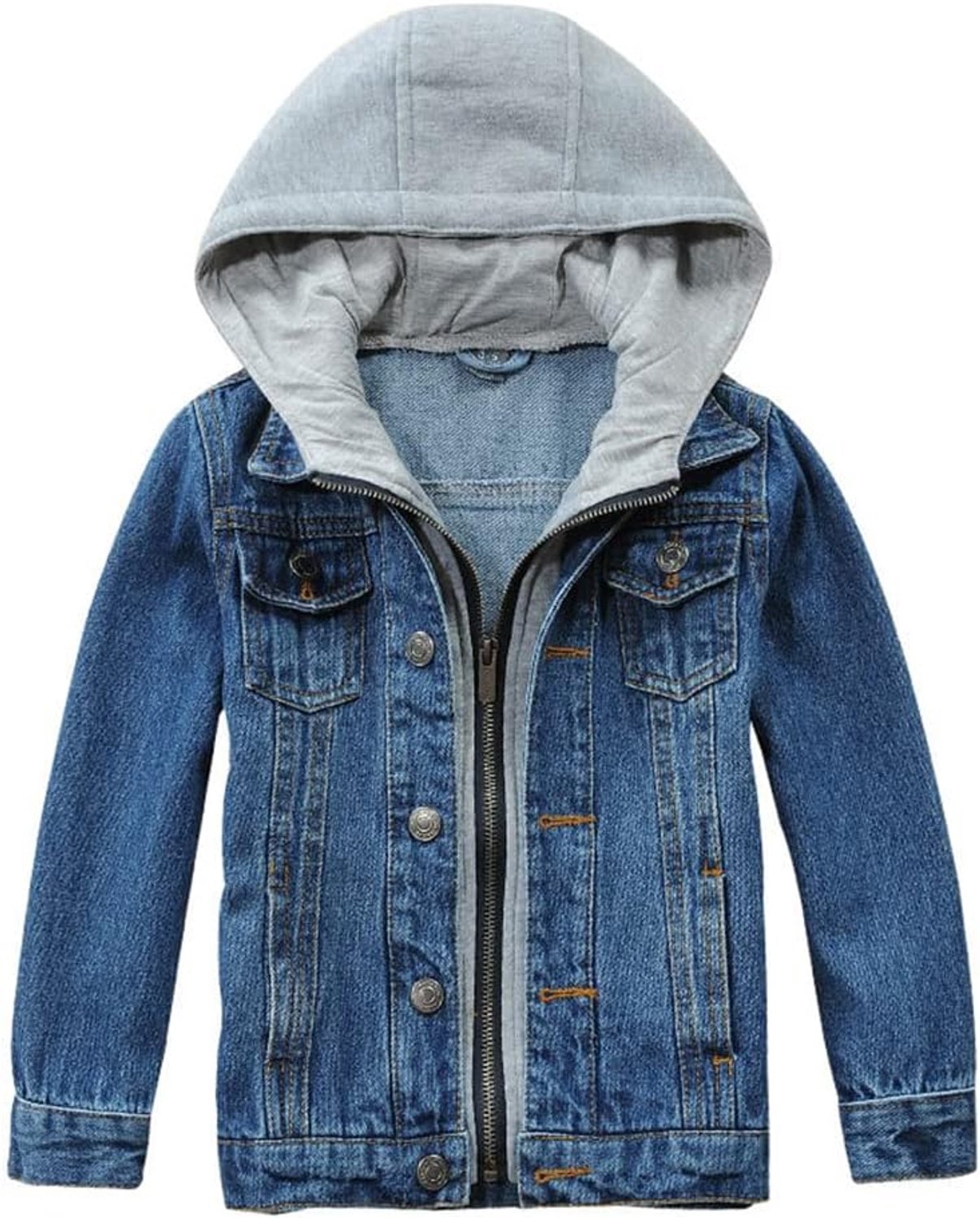 Kinderjas Jongens Meisjes Denim Jas Casual Hooded Spijker Jassen Lange Mouw Rits Top Outerwear Uitloper