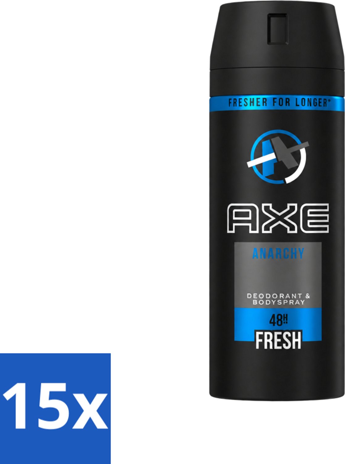15 x Axe - Deodorant Bodyspray - 48hrs Fresh - Anarchy for Him - 150 ml - Voordeelverpakking - 15 stuks