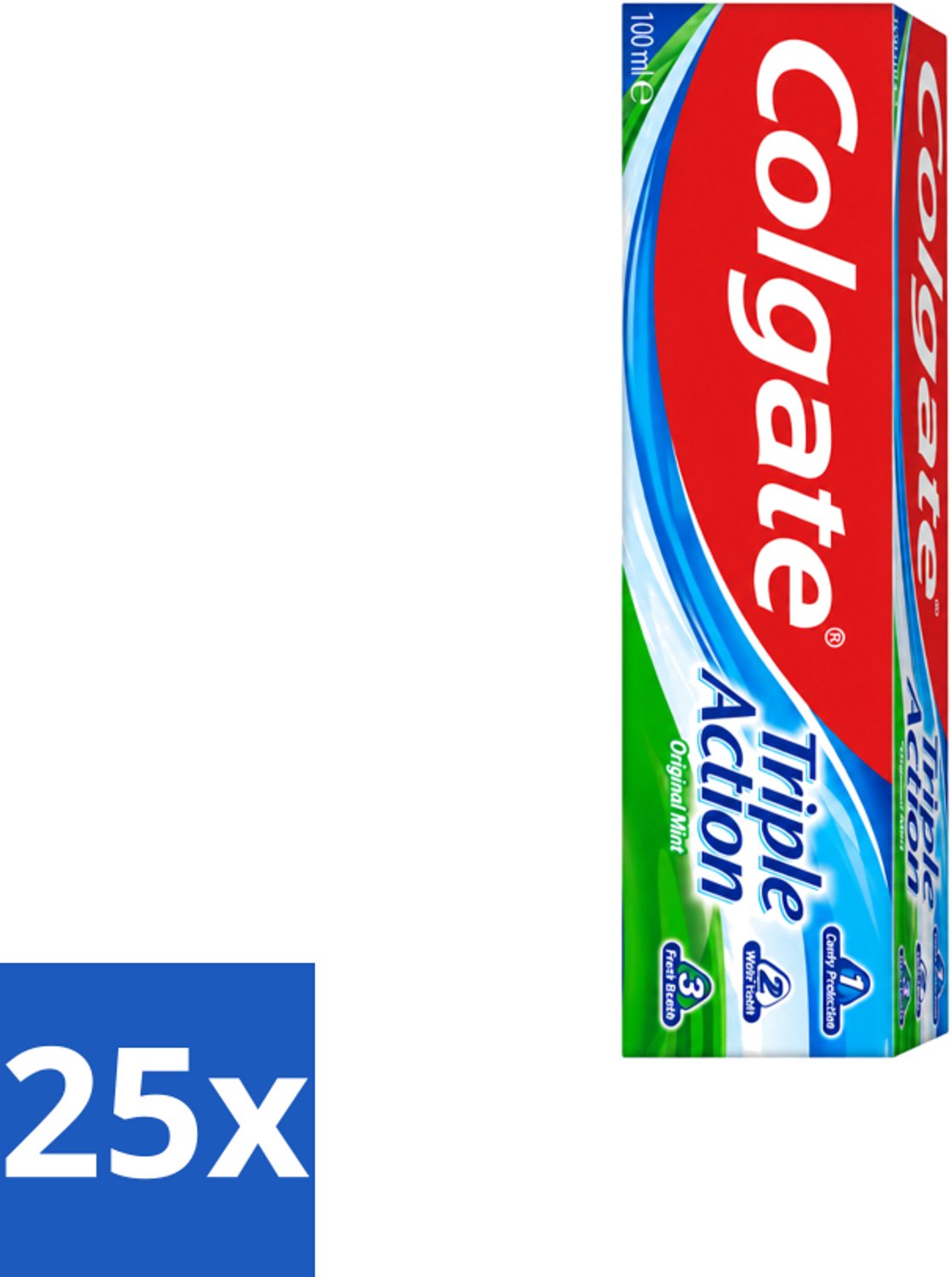 25 x Colgate - Triple Action - Original Mint - Tandpasta - 100ml - Voordeelverpakking - 25 stuks