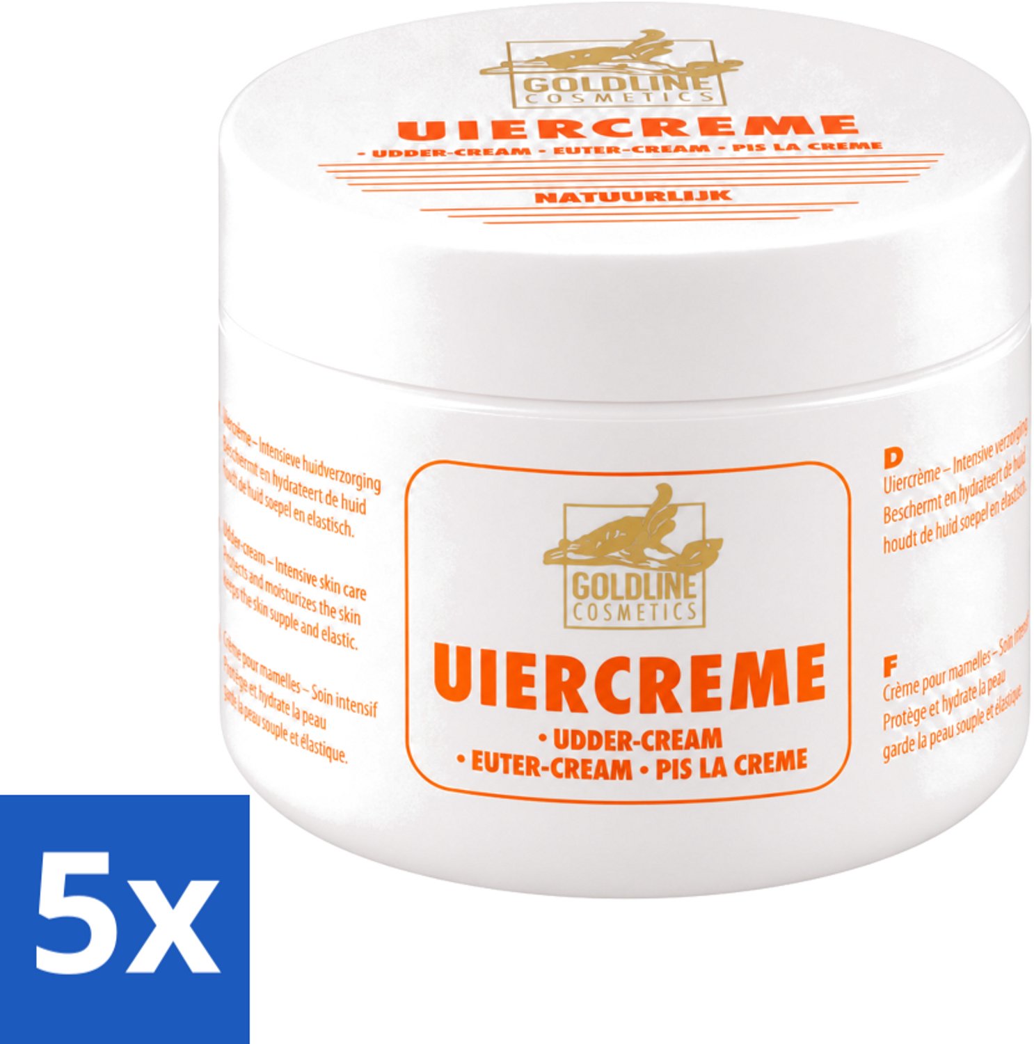 5 x Goldline - Uiercrème - Huidverzorging - Intensief Hydraterend - 250 ml - Voordeelverpakking - 5 stuks