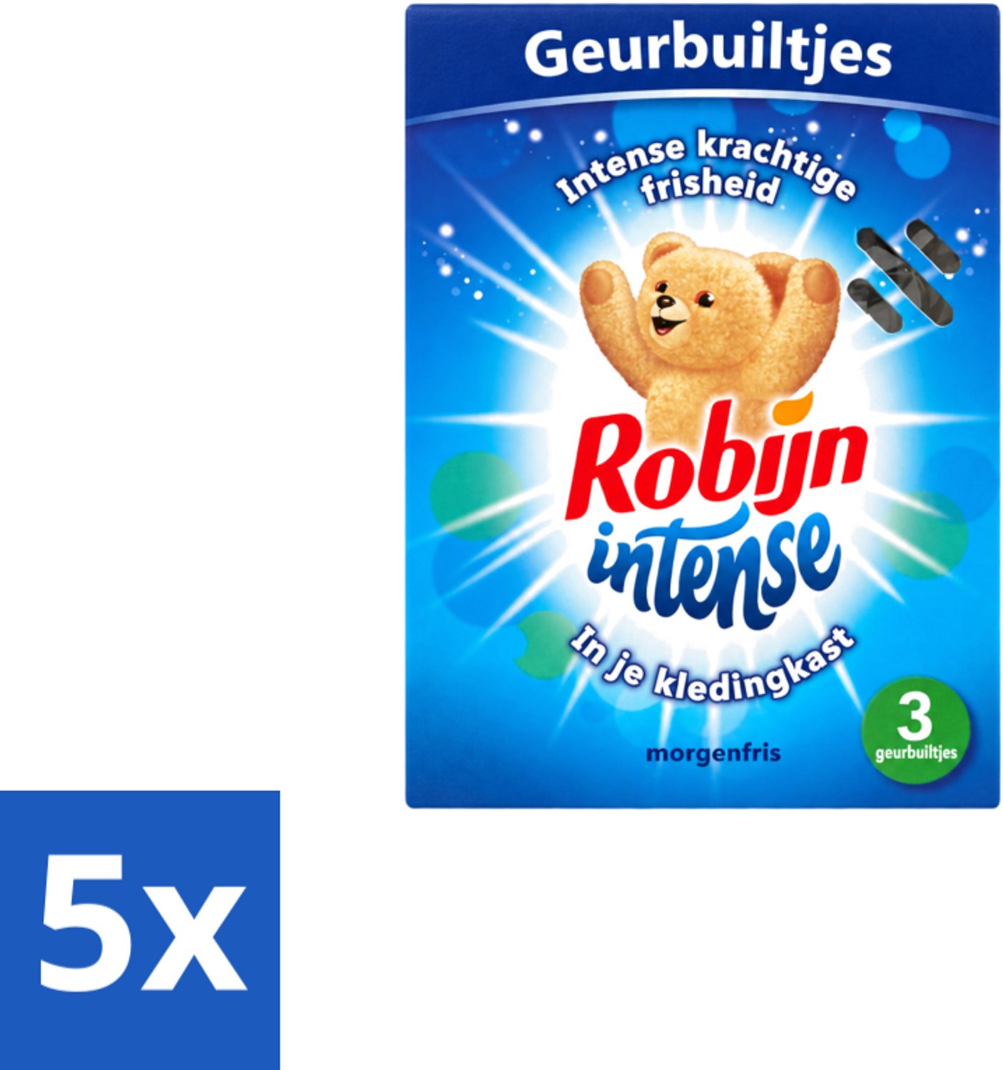 5 x Robijn - Intense - Geurbuiltjes - Langdurige Geur - Intense Frisheid - 3 Geurbuiltjes - Voordeelverpakking - 5 stuks