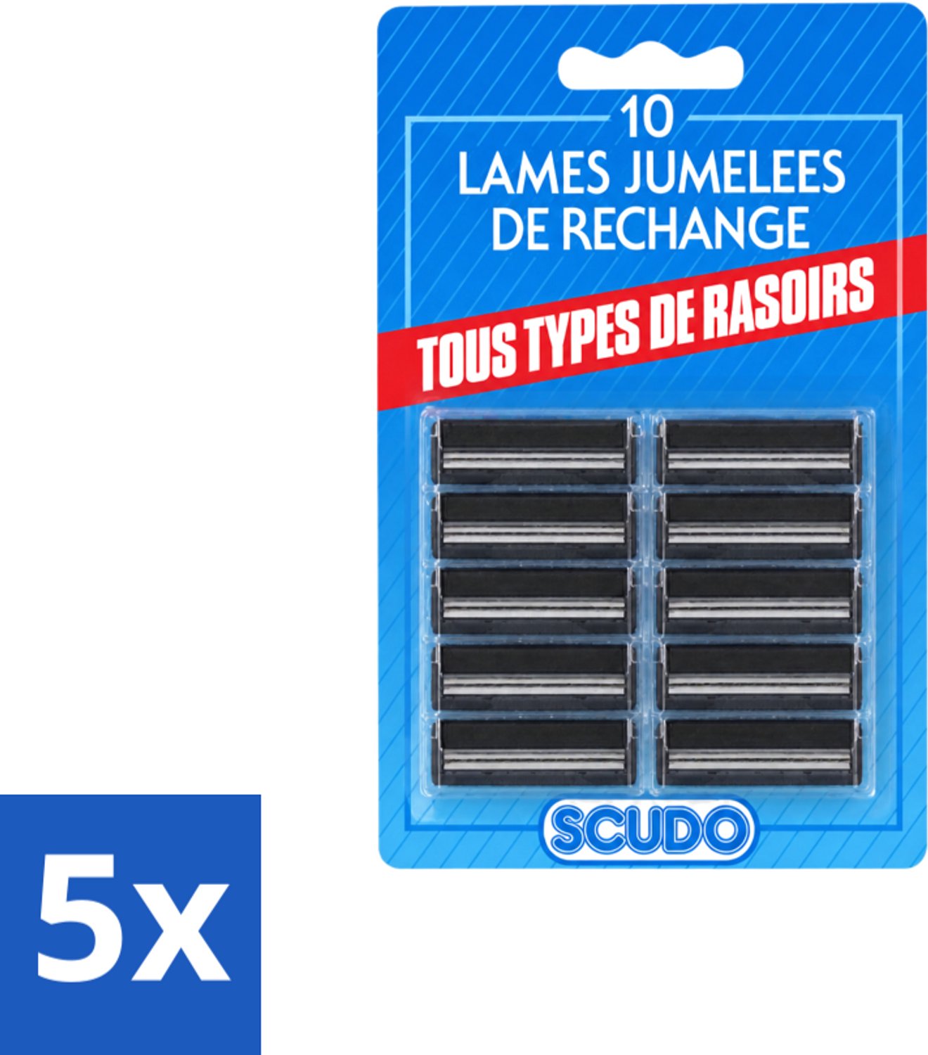 5 x Scudo - Scheermesjes - 2 Scheerbladen - Vervangmesjes voor Gillette G2 & Contour - 10 Mesjes - Voordeelverpakking - 5 stuks
