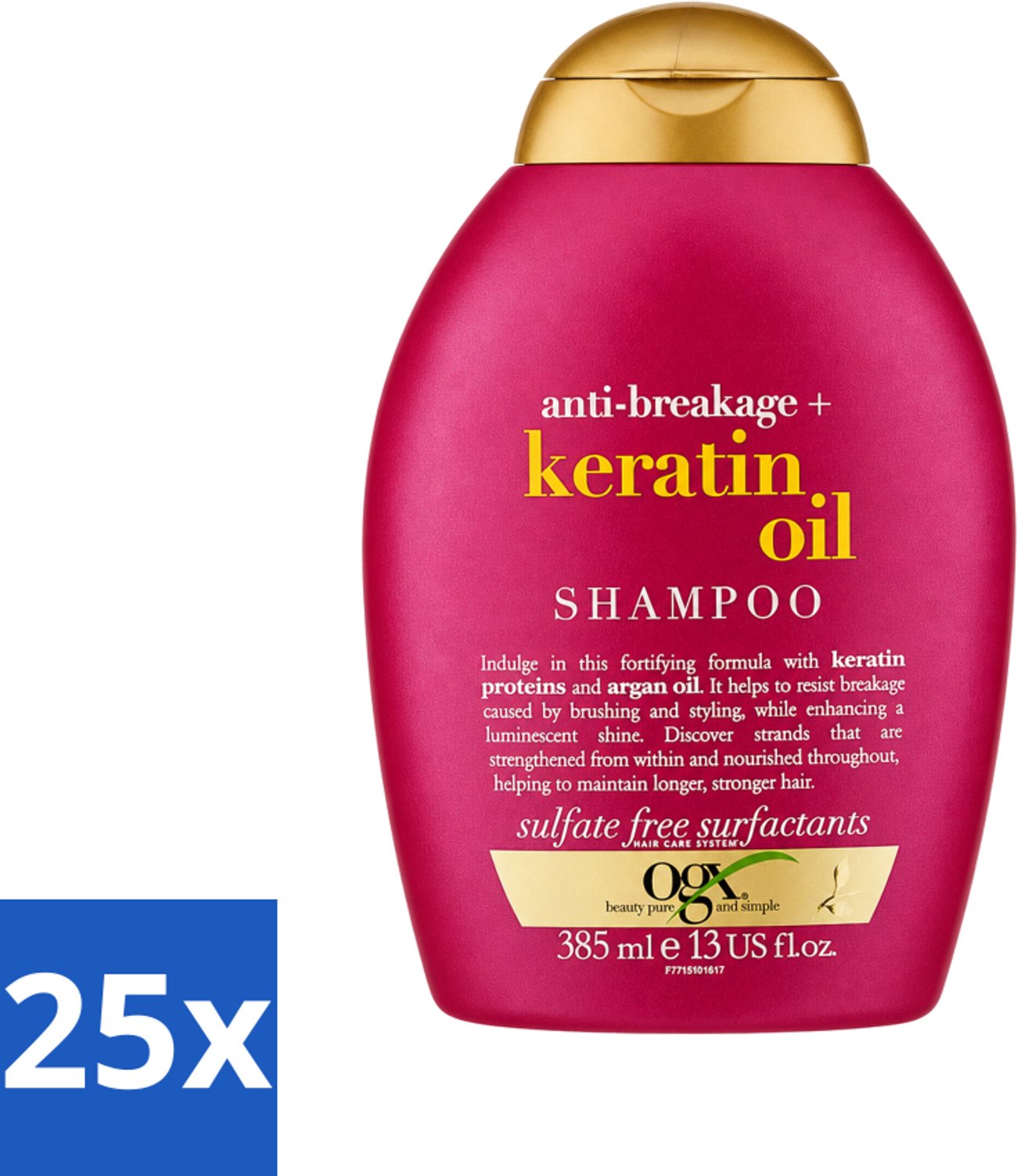 25 x OGX - Anti-Breakage Keratin Oil - Shampoo - Versterkend - Tegen Haarbreuk - 385 ml - Voordeelverpakking - 25 stuks