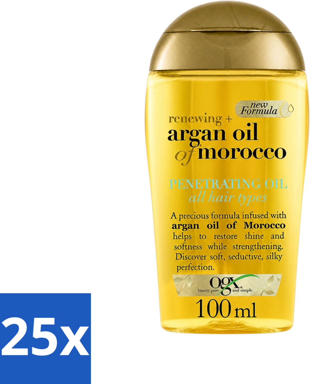 25 x OGX - Argan Oil of Morocco - Haarolie - Penetrating Oil - Intensief Herstel - 100 ml - Voordeelverpakking - 25 stuks