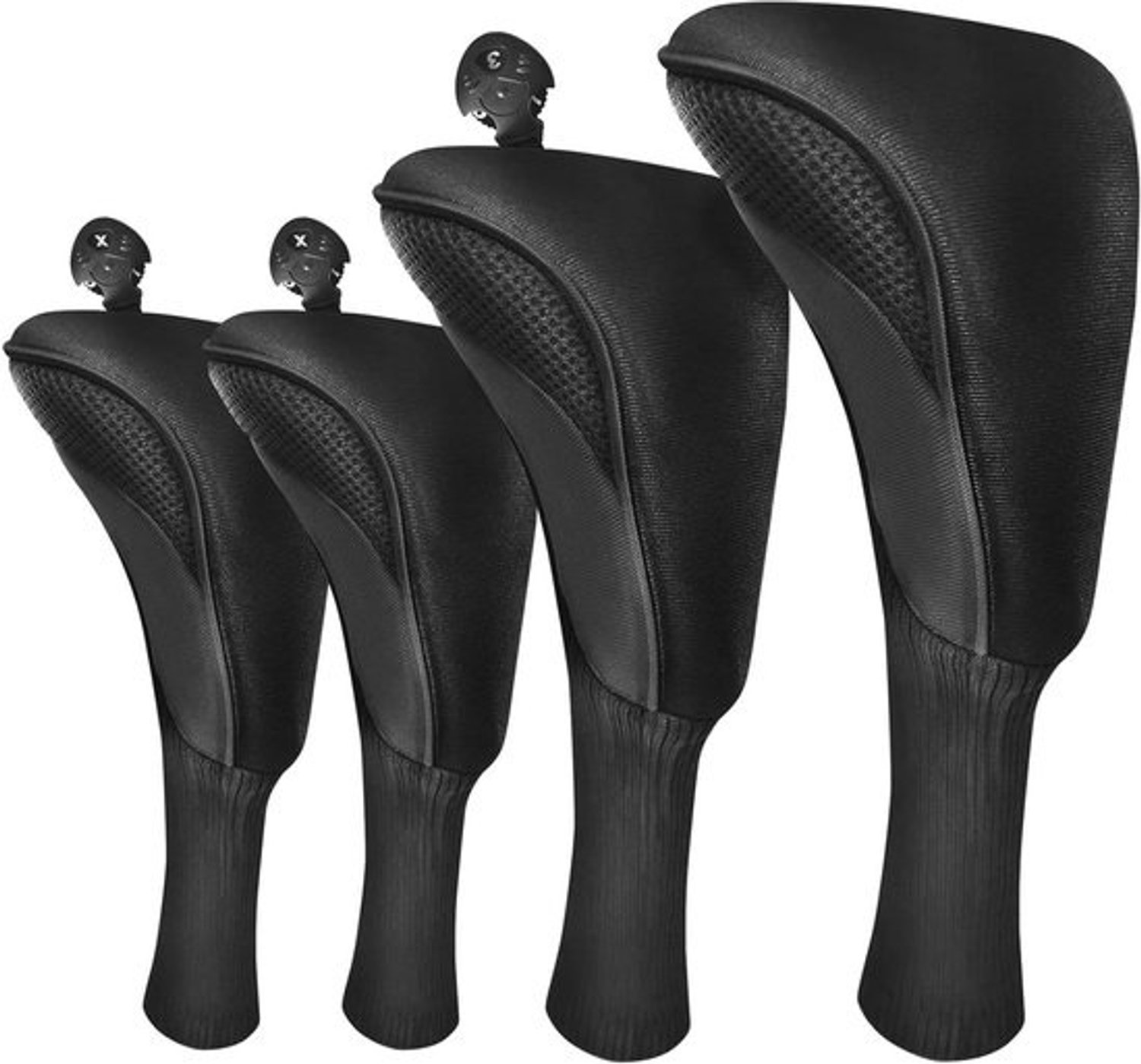 Golfclubhoezen - Club covers - Bescherming voor clubs - Verwisselbare nummers - 4 pack - Donker