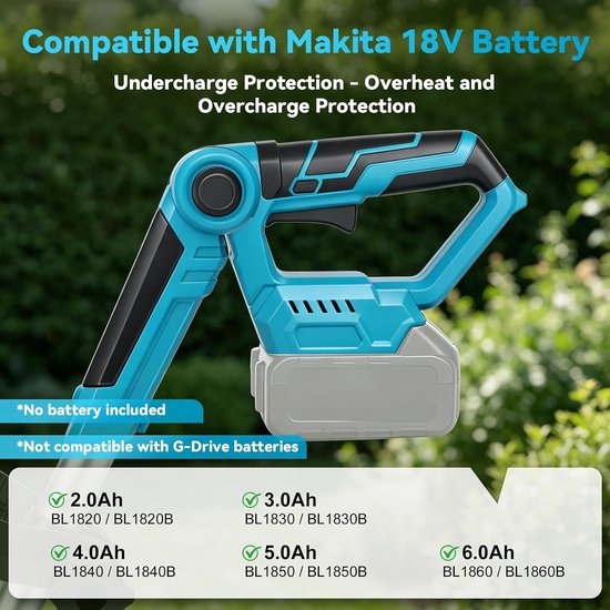 Bosmaaier, draadloos, compatibel met Makita 18 V — afbeelding 5