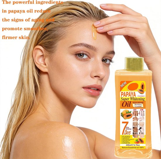 Oil For Skin, Glow-olie Voor Gezicht En Lichaam Kurkuma Lichaamsolie Papaya Oil For Lightening Dark Skin Voor Vocht, Verstevigt De Huid, Lichaamsverzorging, Gladde Huid, 200ml — afbeelding 3
