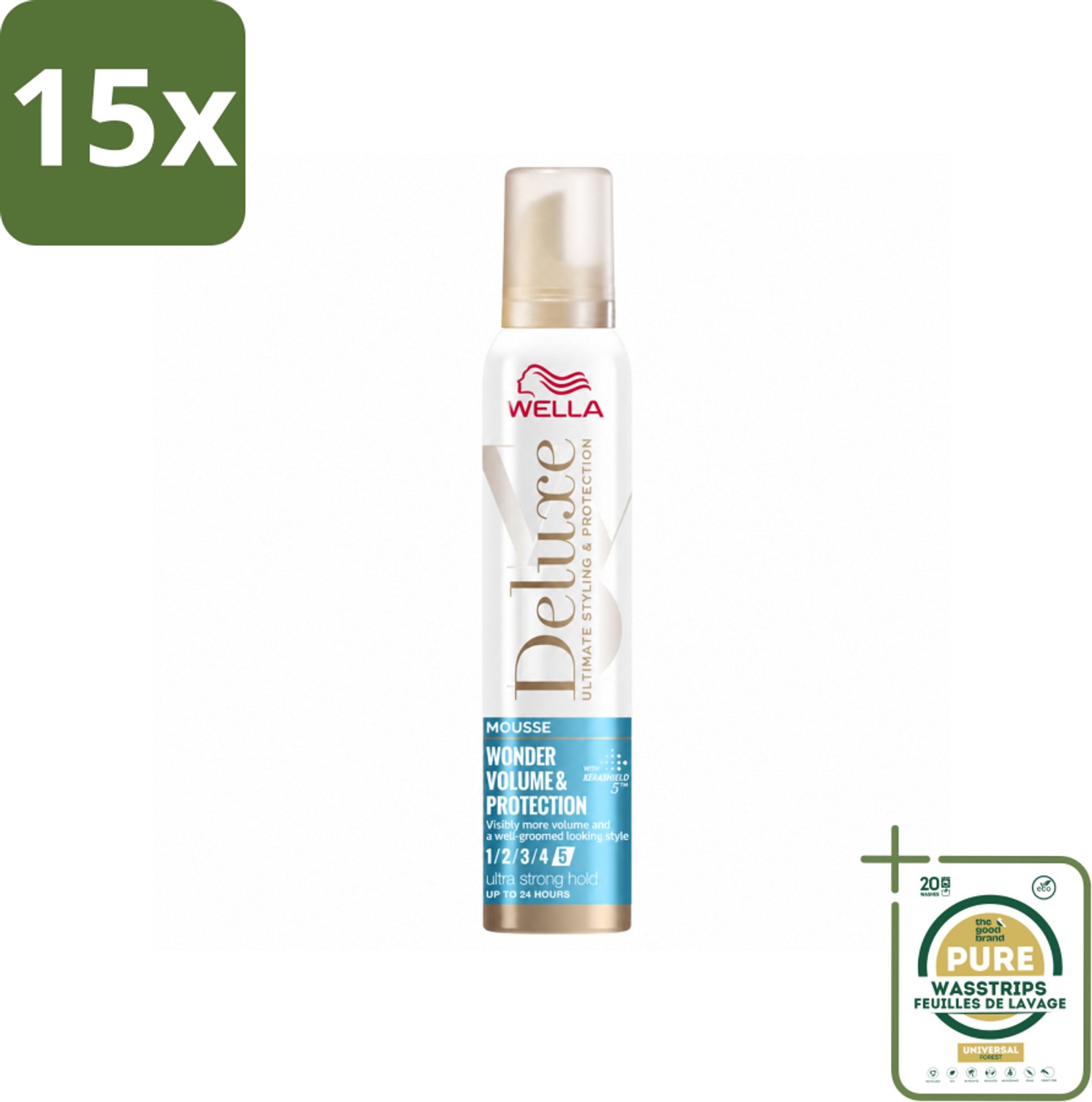 15 x Wella – Deluxe Volume & Protection – Haarmousse – 200 ml - Wasstrips - Haarmousse - Volume - Haarbescherming - Anti-pluis - Haarverzorging