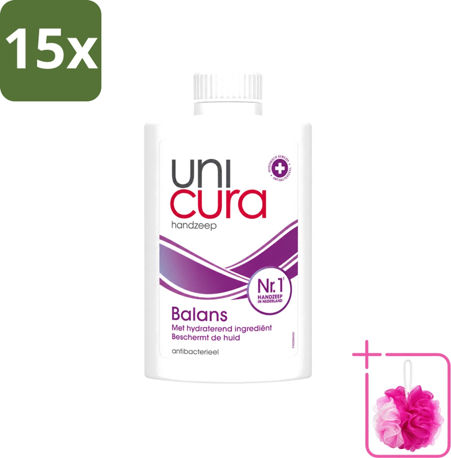 15 x Unicura – Vloeibare Zeep Navulling – Balans – 250 ml - Bulkverpakking - Handzeep - Douchemop - Antibacterieel