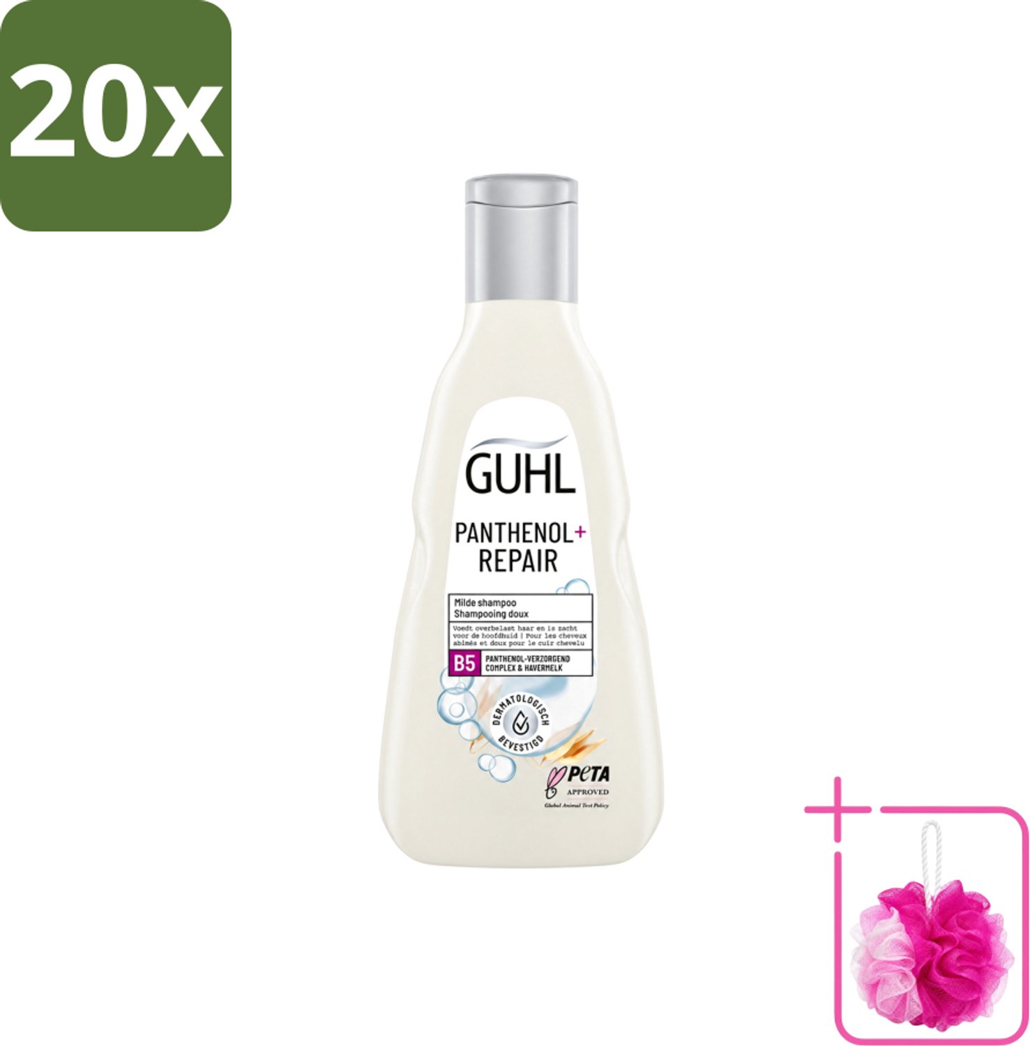 20 x Guhl – Shampoo – Panthenol+ Repair – 250 ml - Bulkverpakking - Hydratatie haar - Douchemop - Herstel shampoo