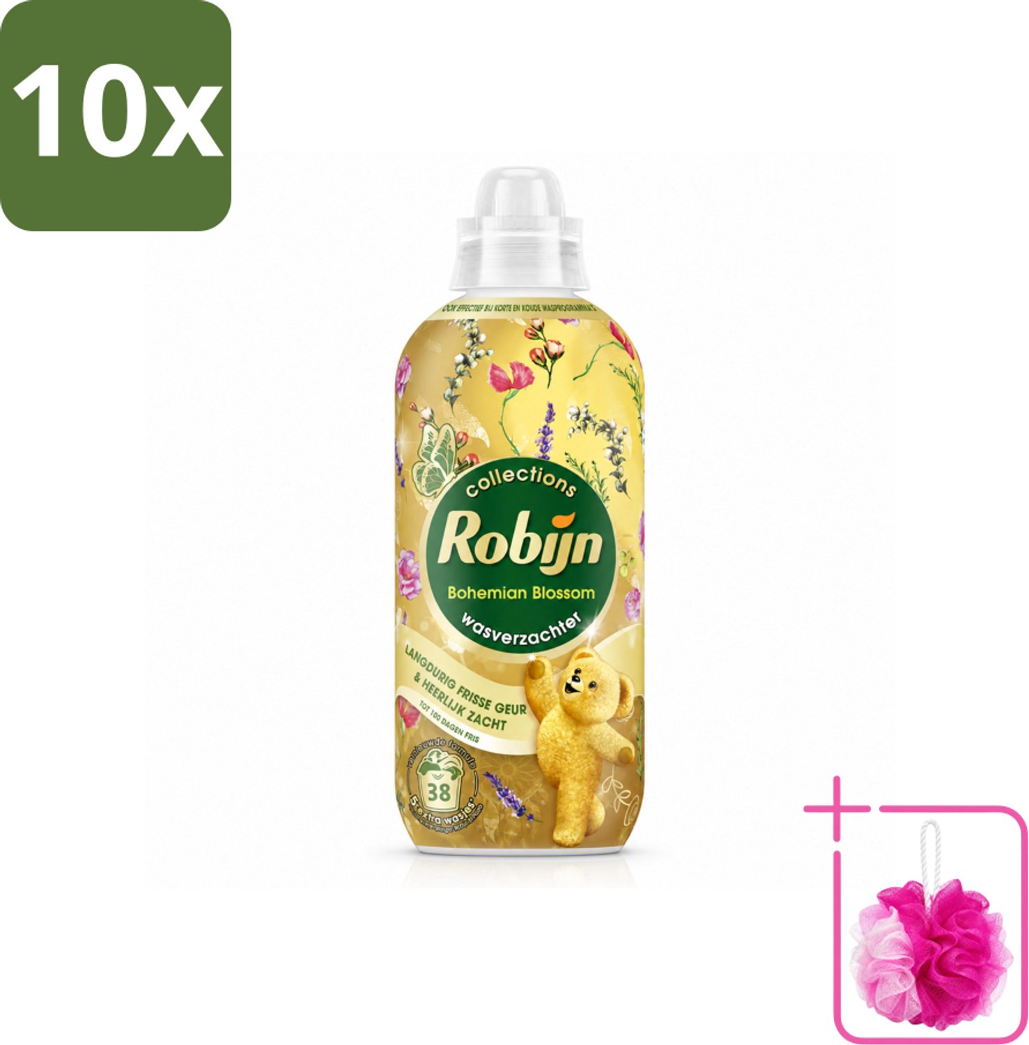 10 x Robijn – Wasverzachter – Bohemian Blossom – 765 ml - Bulkverpakking - Wasverzachter - Douchemop - Bloemige geur