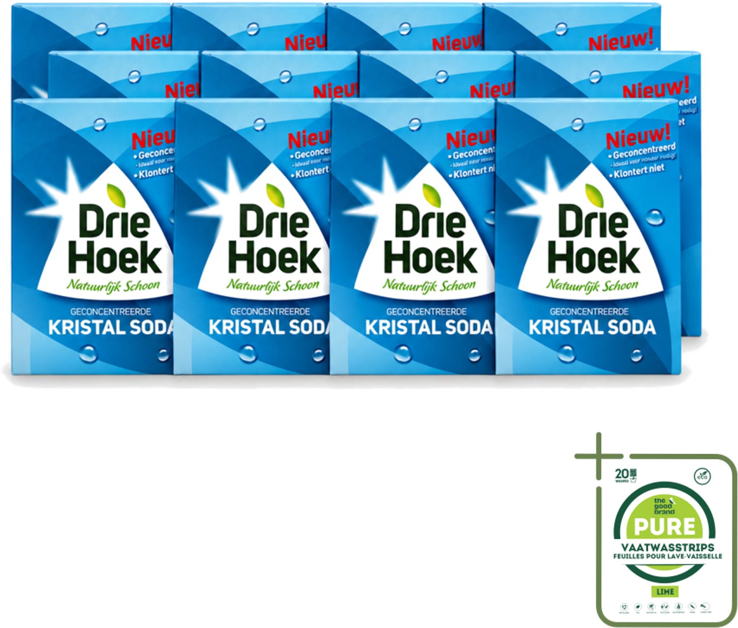 12 x Driehoek – Kristal Soda – 600 gr - Grootverpakking - Vaatwasstrips - Schoonmaakmiddel - Kristal Soda - Vuil Verwijderen - Geuren Verwijderen - Afvoer Reinigen