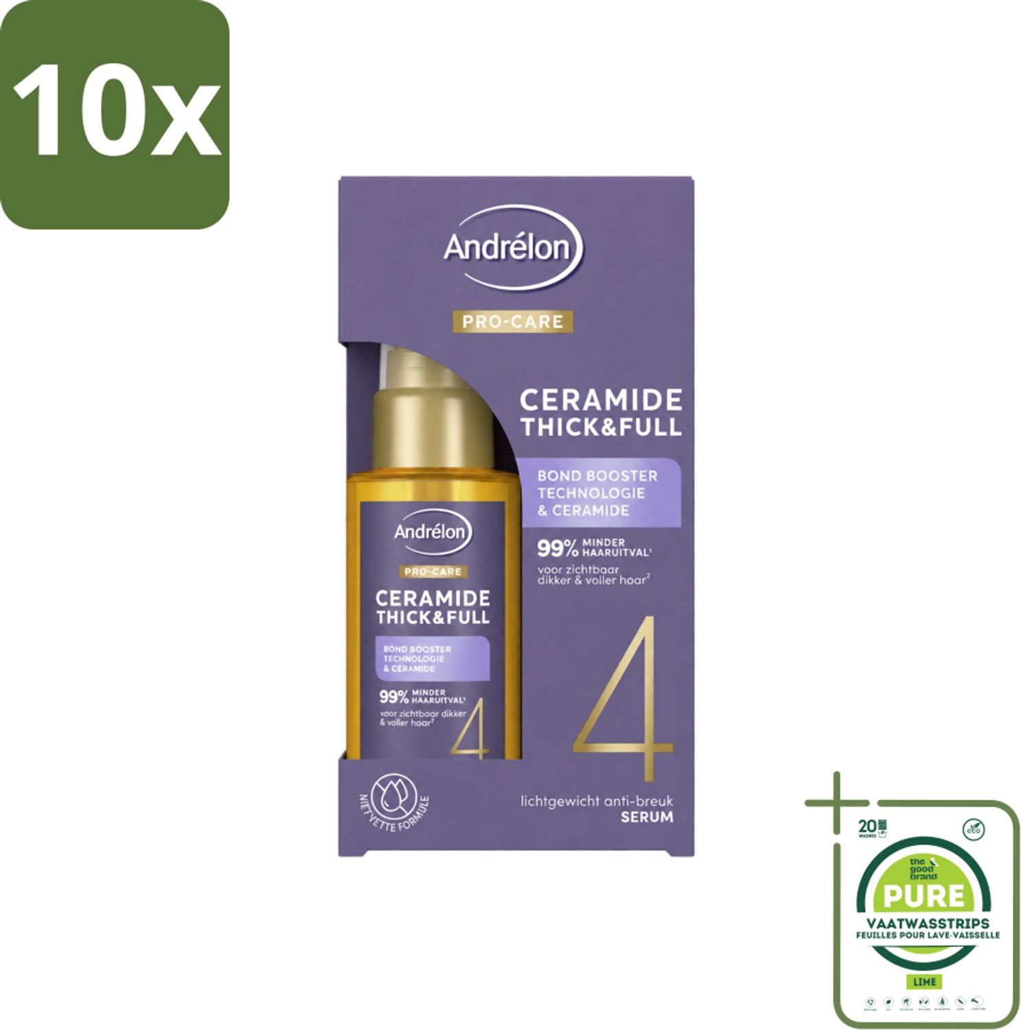 10 x Andrélon – Serum – Pro Care – 50 ml - Grootverpakking - Vaatwasstrips - Fijn Haar Verzorging - Dun Haar Verzorging - Haar Versterken - Haar Verdikken - Haar Beschermen