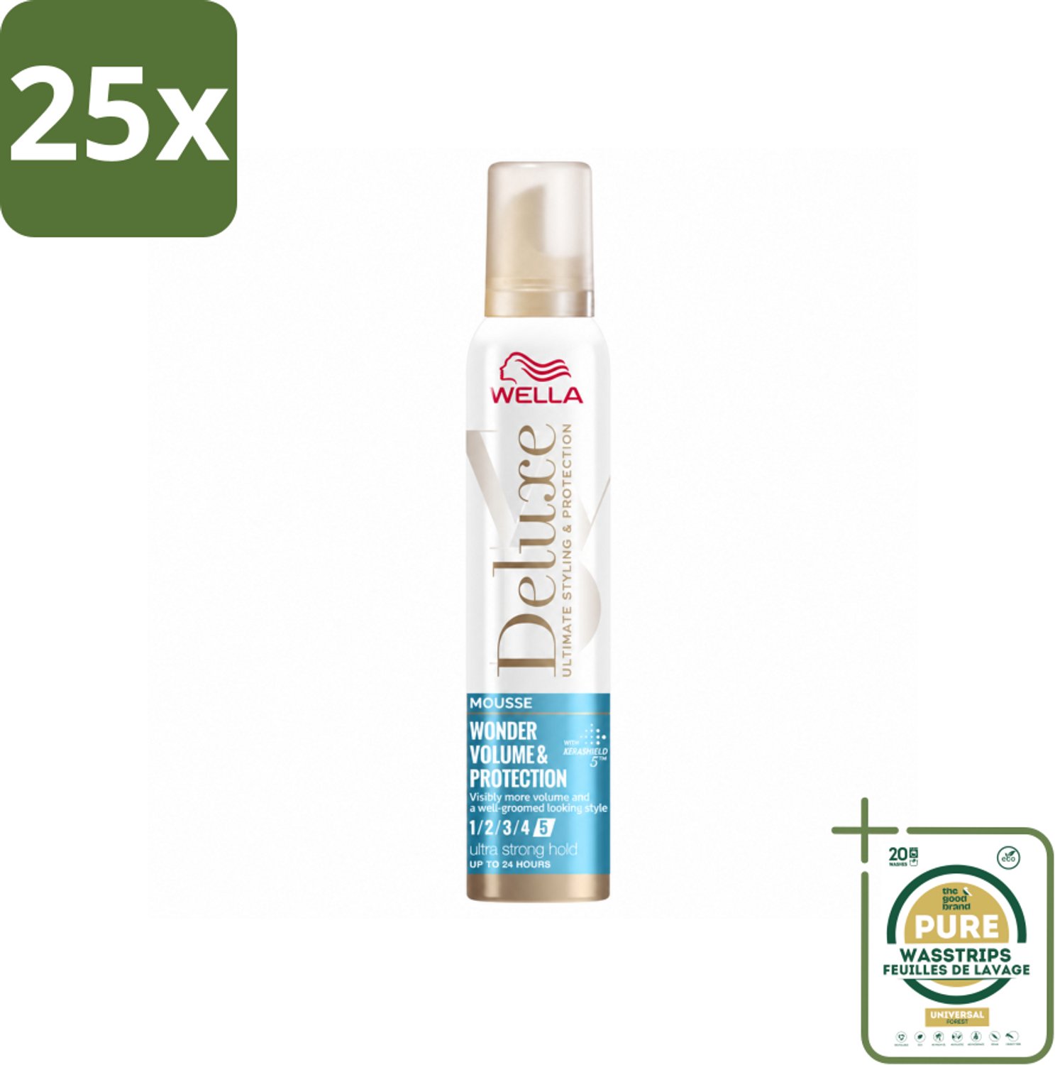 25 x Wella – Deluxe Volume & Protection – Haarmousse – 200 ml - Wasstrips - Haarmousse - Volume - Haarbescherming - Anti-pluis - Haarverzorging