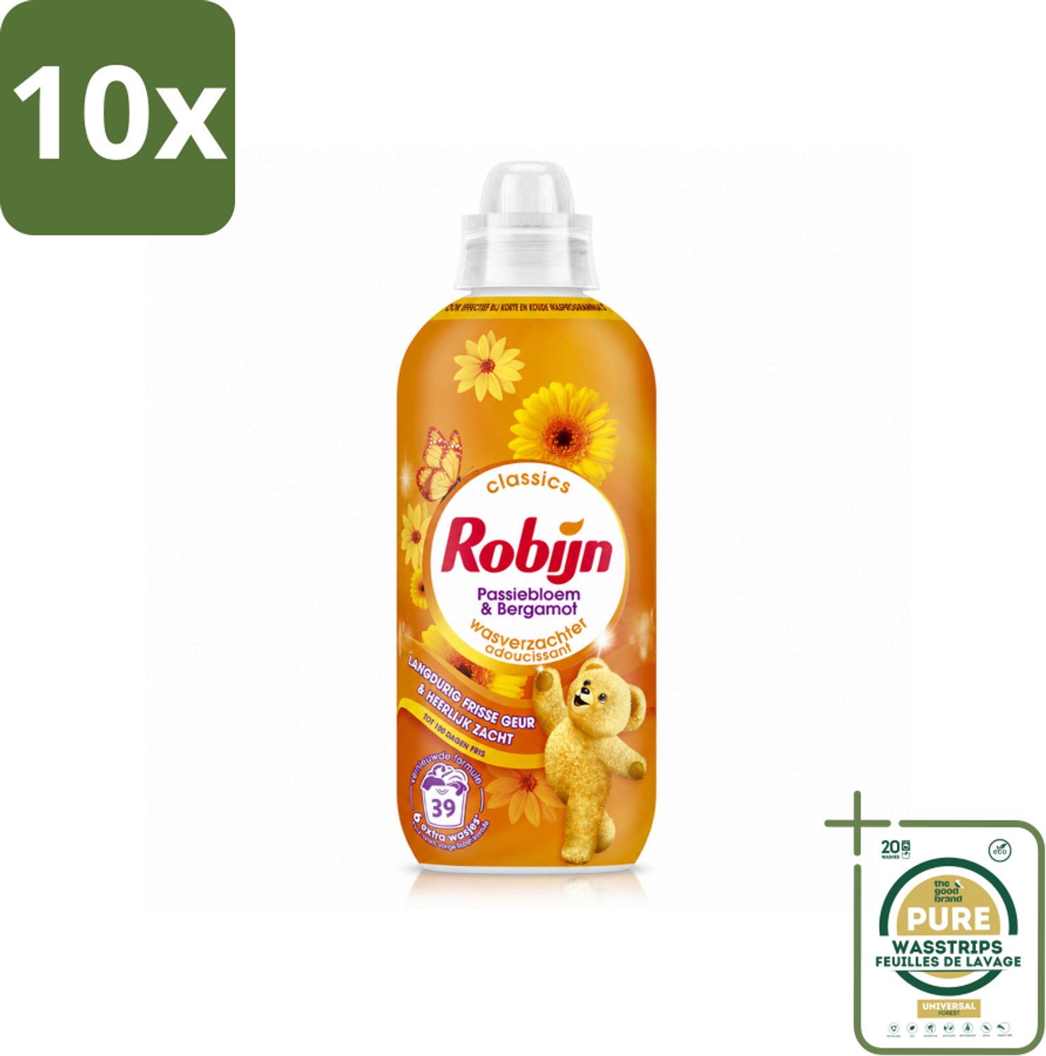 10 x Robijn – Wasverzachter – Passiebloem & Bergamot – 780 ml - Wasstrips - Wasverzachter - Wasverzachter Passiebloem Bergamot - Wasverzachter Passiebloem - Wasverzachter Bergamot - Wasverzachter Voor Katoen
