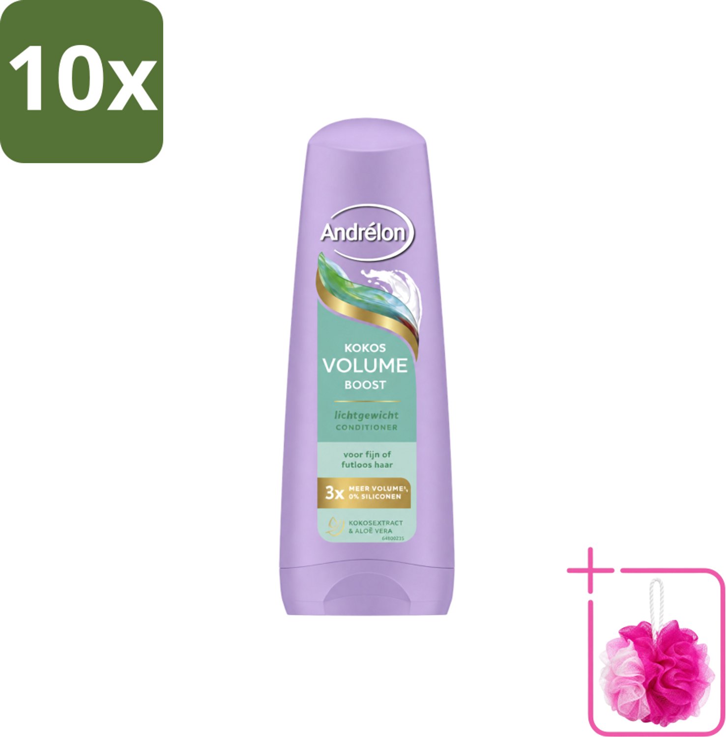 10 x Andrélon – Conditioner – Volume Boost – 200 ml - Bulkverpakking - Volume boost haar - Douchemop - Kokos conditioner