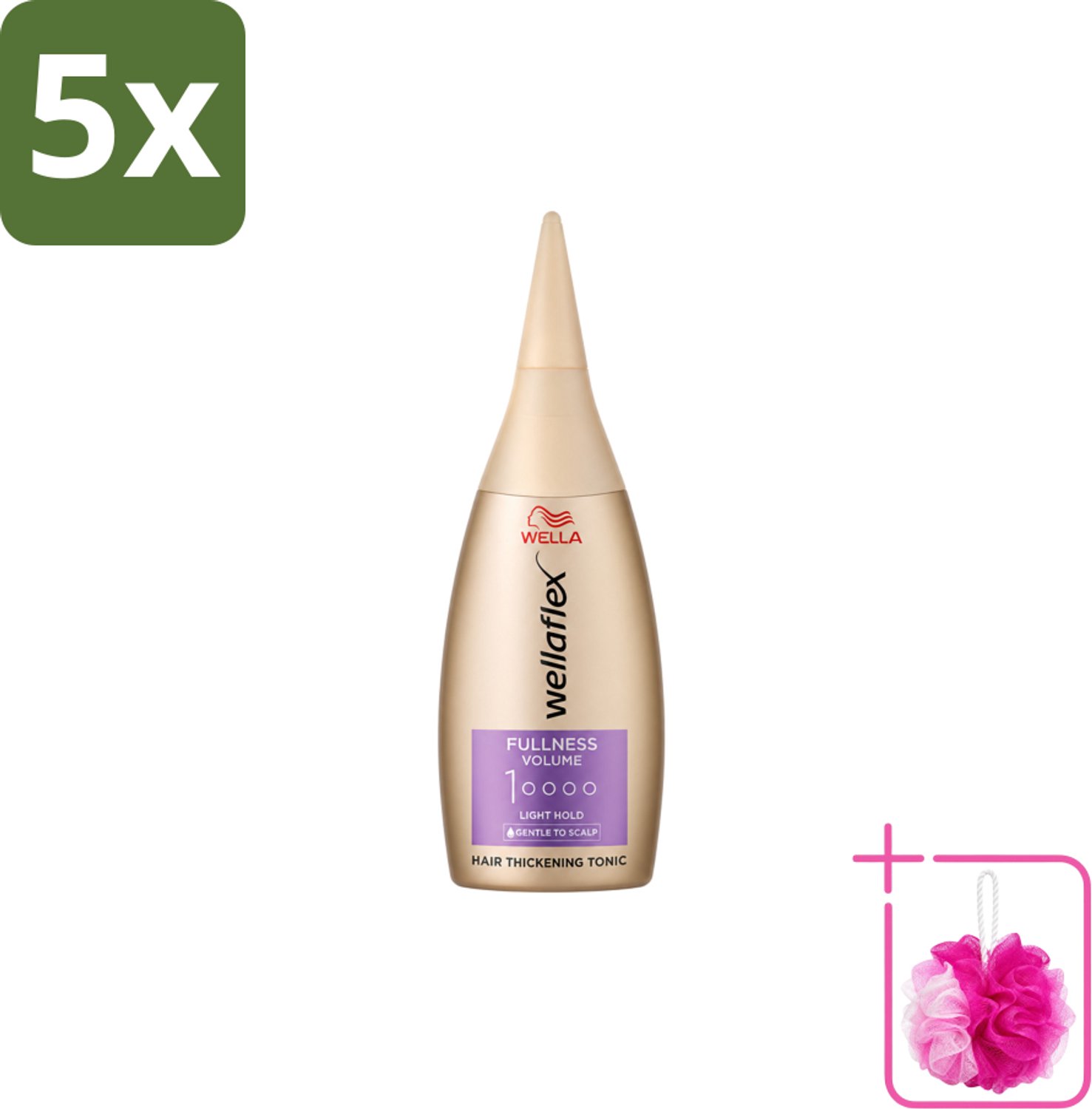 5 x Wella – Flex Fullness Volume – Haar Tonic – 100 ml - Bulkverpakking - Haarverdikker - Douchemop - Volume