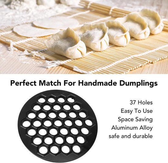 Russische Ravioli Maker Pelmeni Dumplings Mold 37 gaten ruimtebesparend voor thuiskeuken (Zwart) — afbeelding 5