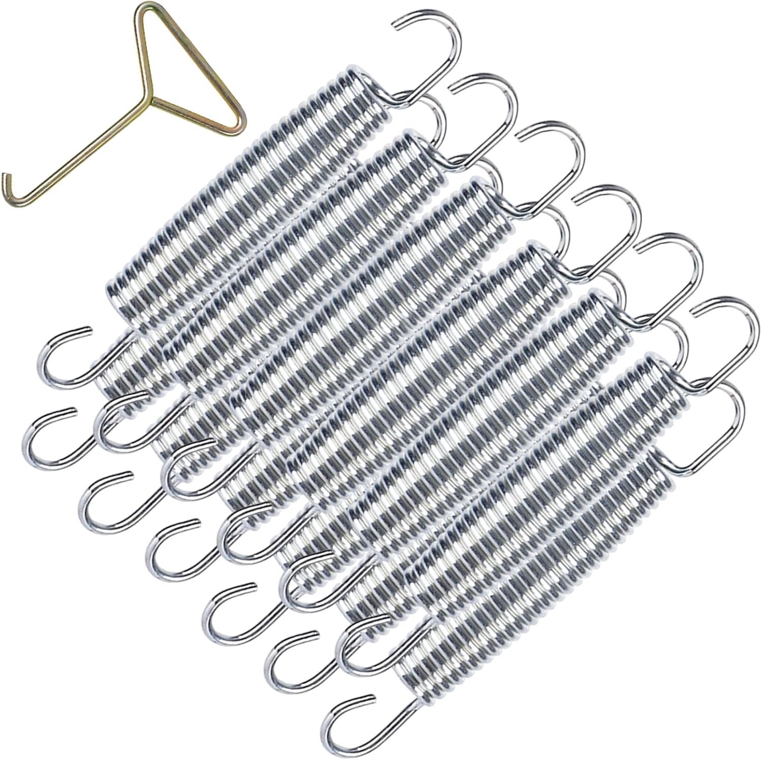 Set van 10 Vervangende Trampolineveren van 138 mm voor Trampolines van 240 tot 426 cm, Inclusief 1 Stuk Gereedschap voor Veerinstallatie, Ideaal voor Fitness en Recreatief Gebruik