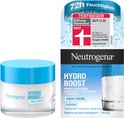 Neutrogena Hydro Boost Aqua Crème potje en verpakking, parfumvrij voor droge huid met 72u hydratatie.