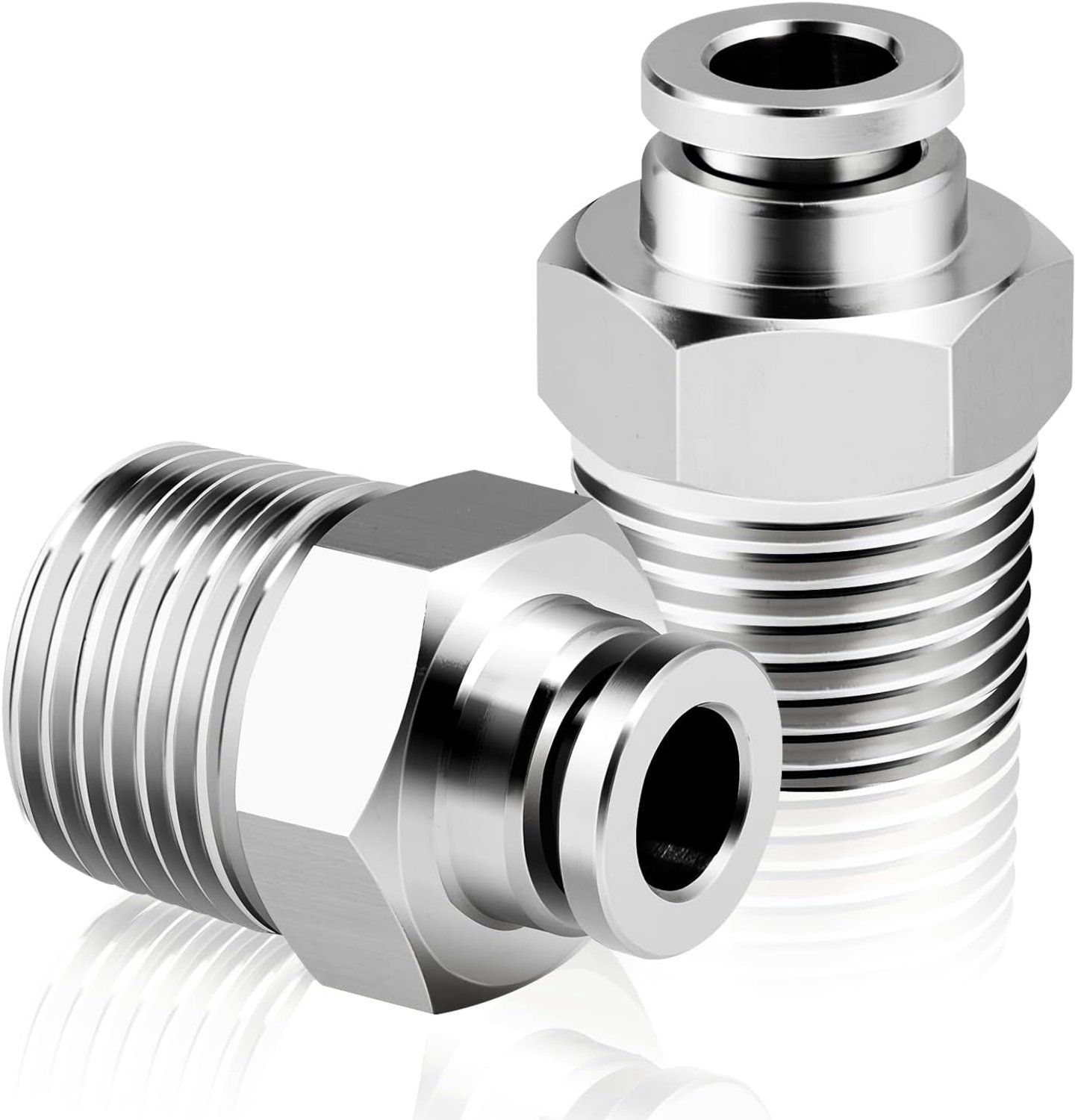 TAILONZ PNEUMATISCHE 304 roestvrijstalen rechte buis OD 6 mm x 1/2 BSP-koppelingen PC6-04 (set van 2) - Vemera
