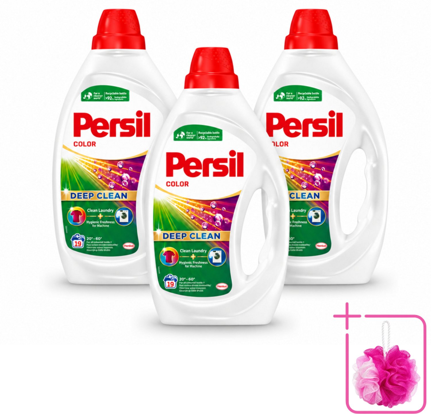 3 x Persil - Wasmiddel - Wasmiddel Gel Color - Voor Gekleurde Was - 19 wasbeurten - Bulkverpakking - Wasmiddel gel - Douchemop - Wasmiddel gekleurd