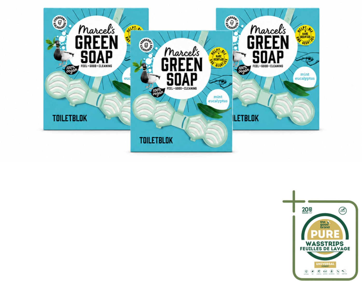3 x Marcel's Green Soap - Toiletblok - Munt & Eucalyptus - Langdurige werking - 1 Toiletblok - Wasstrips - Toiletreiniger - Toiletblok - Fris Toilet - Munt En Eucalyptus - Milieuvriendelijk