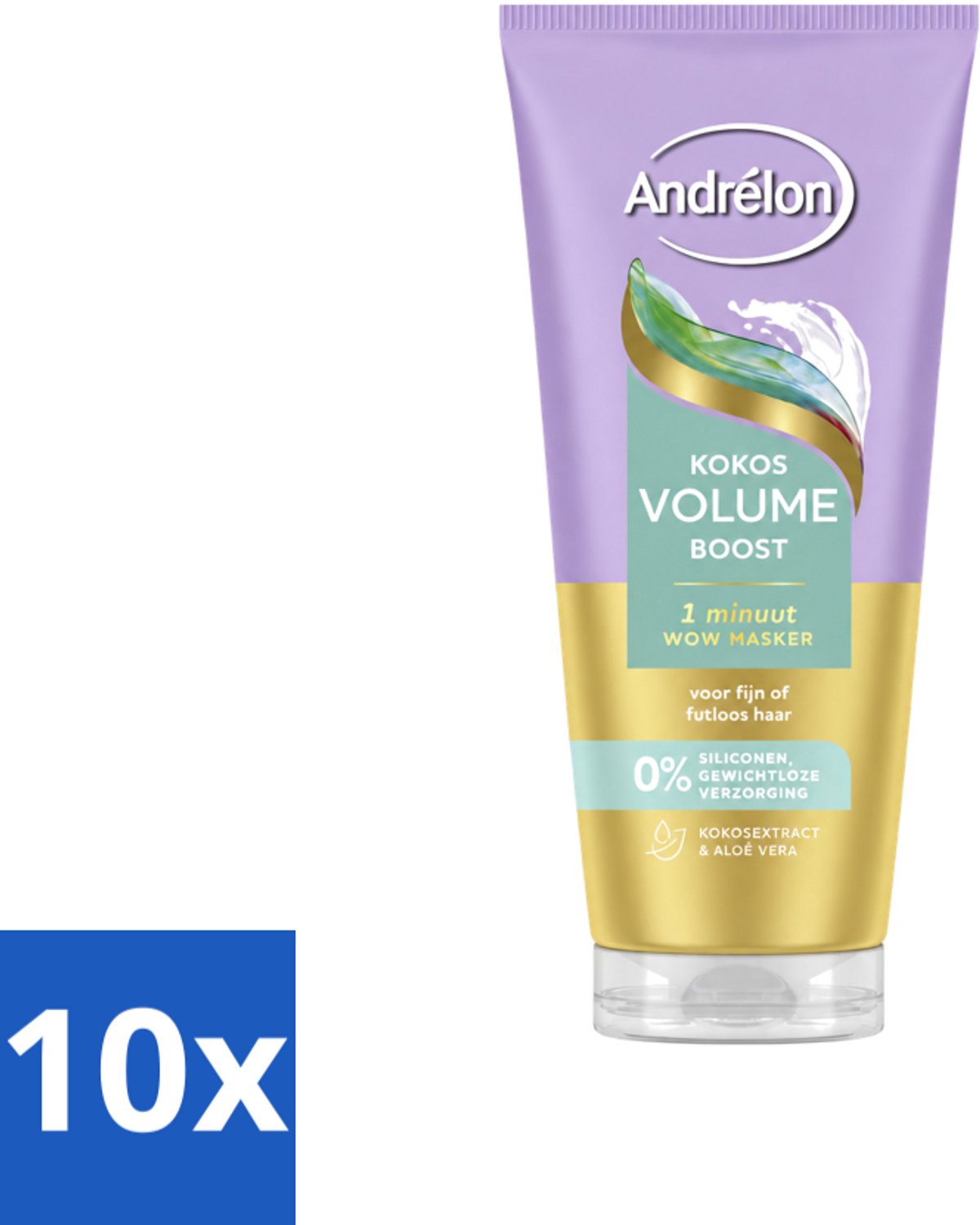 10 x Andrélon – Haarmasker WOW – Kokos Volume Boost – 180 ml - Voordeelverpakking - 10 stuks