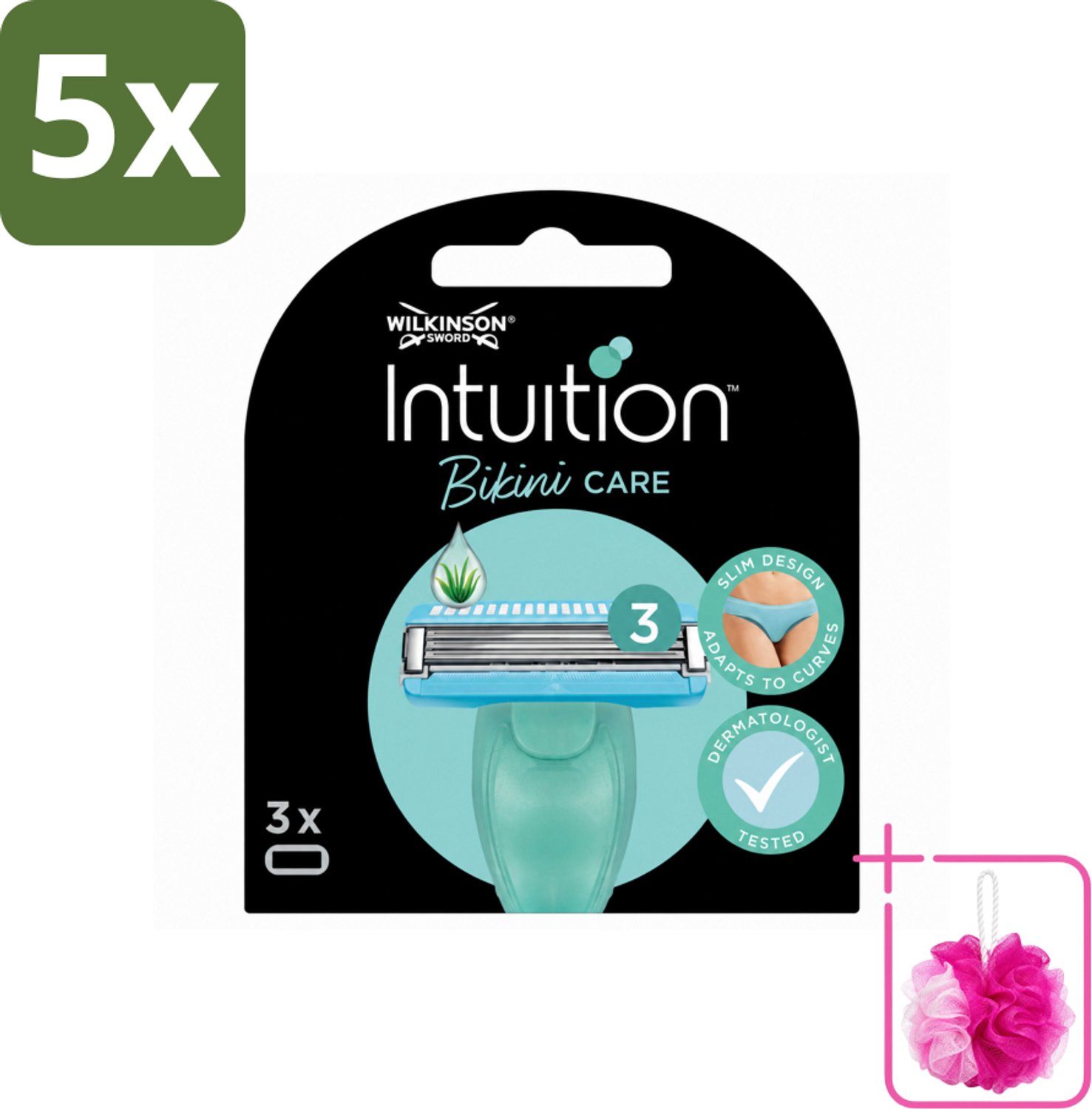 5 x Wilkinson Intuition - Navulmesjes - Bikini Care Duo - Praktisch - 3 mesjes - Bulkverpakking - Intieme zone scheren - Douchemop - Gevoelige huid scheren