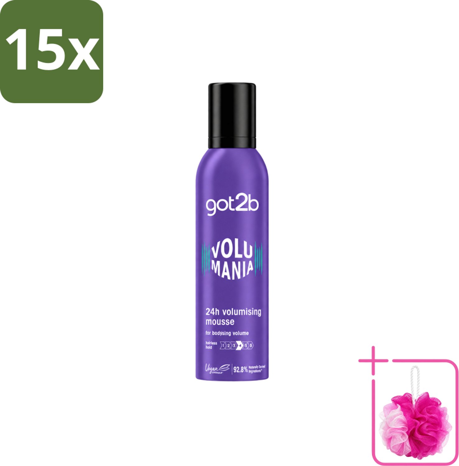 15 x Got2B - Volumemousse - Volumania 24H - 250 ml - Bulkverpakking - Haar volume - Douchemop - Haarkleur