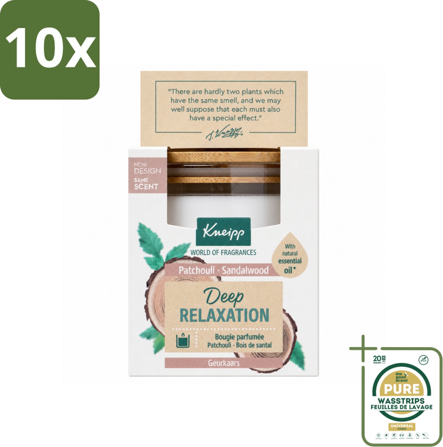 10 x Kneipp - Geurkaars - Deep Relaxation - Sandelhout & Patchouli - 20 branduren - Wasstrips - Geurkaars - Ontspanning - Kneipp - Sandelhout - Patchouli