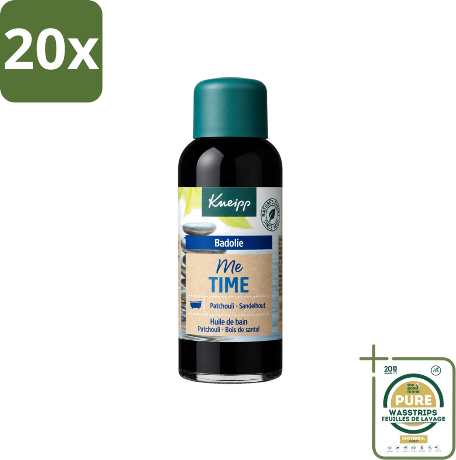 20 x Kneipp - Badolie - Me-Time - Patchouli & Sandelhout - 100 ml - Wasstrips - Badolie - Ontspanning - Selfcare - Patchouli - Sandelhout