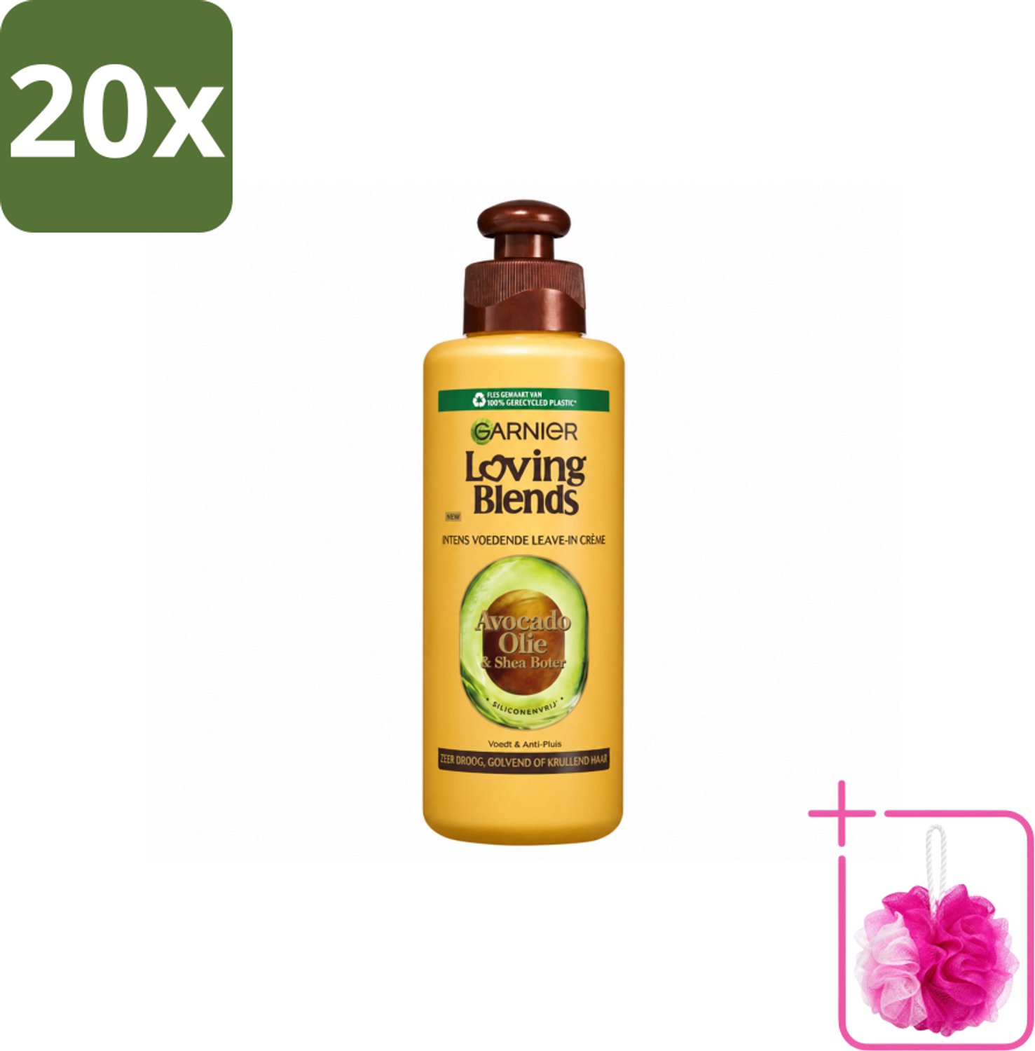 20 x Garnier - Loving Blends - Leave-In Crème - Avocado Olie & Shea Boter - Zeer Droog & Pluizig Haar - 200 ml - Bulkverpakking - Avocado Olie - Douchemop - Karité Boter