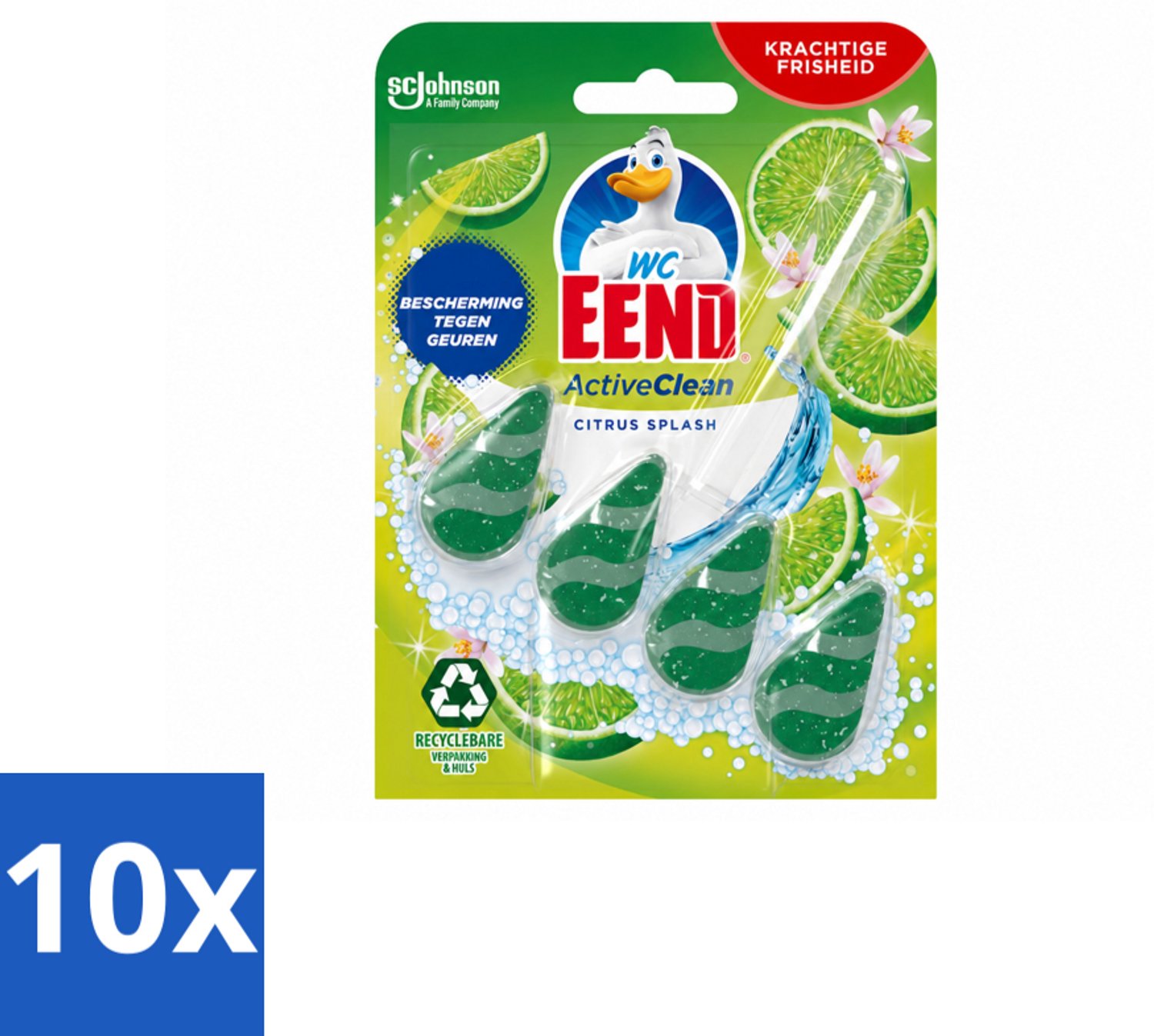 10 x WC Eend – Toiletblok – Active Clean – Citrus – 38 g - Voordeelverpakking - 10 stuks