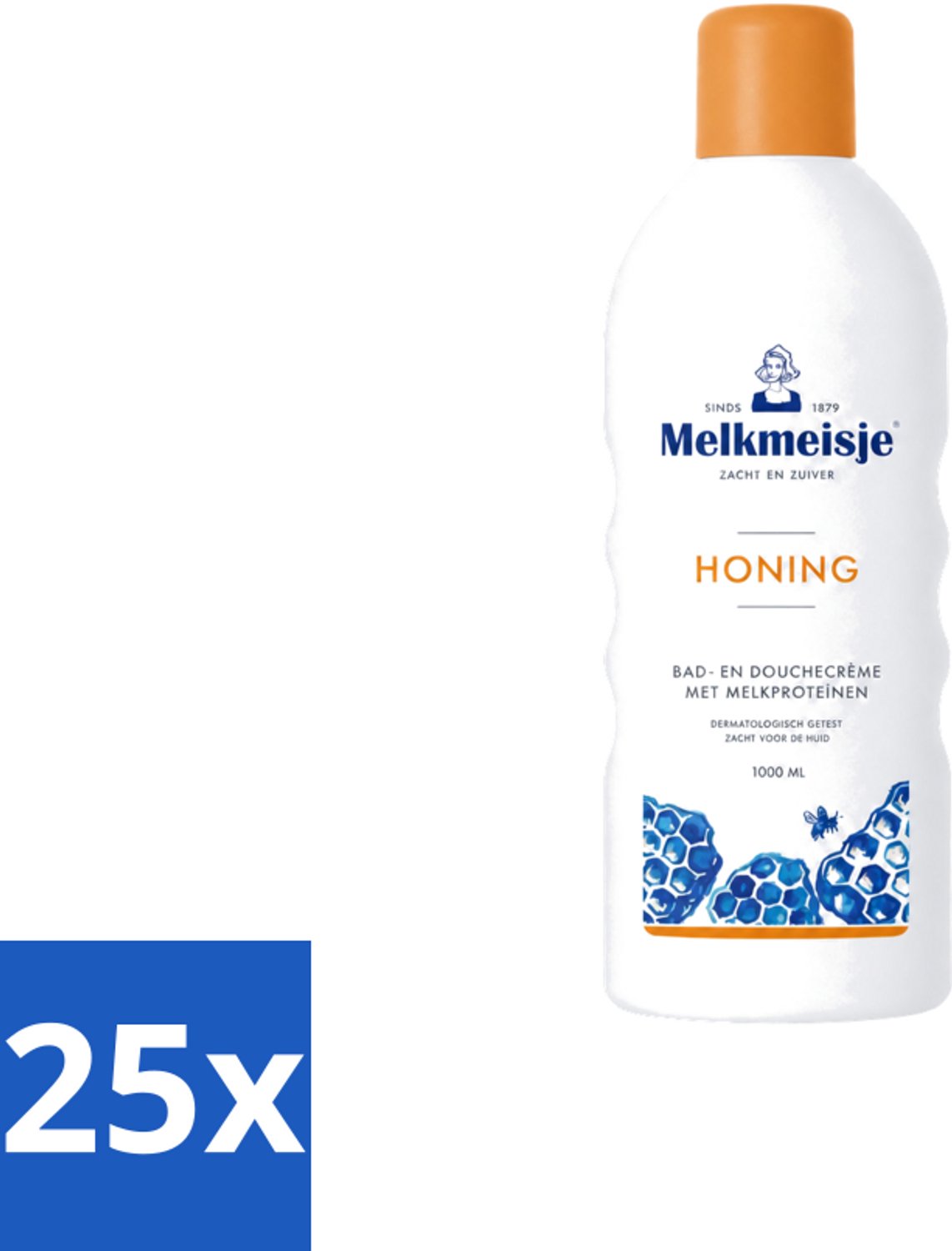 25 x Melkmeisje – Bad & Douche – Honing – 1000 ml - Voordeelverpakking - 25 stuks