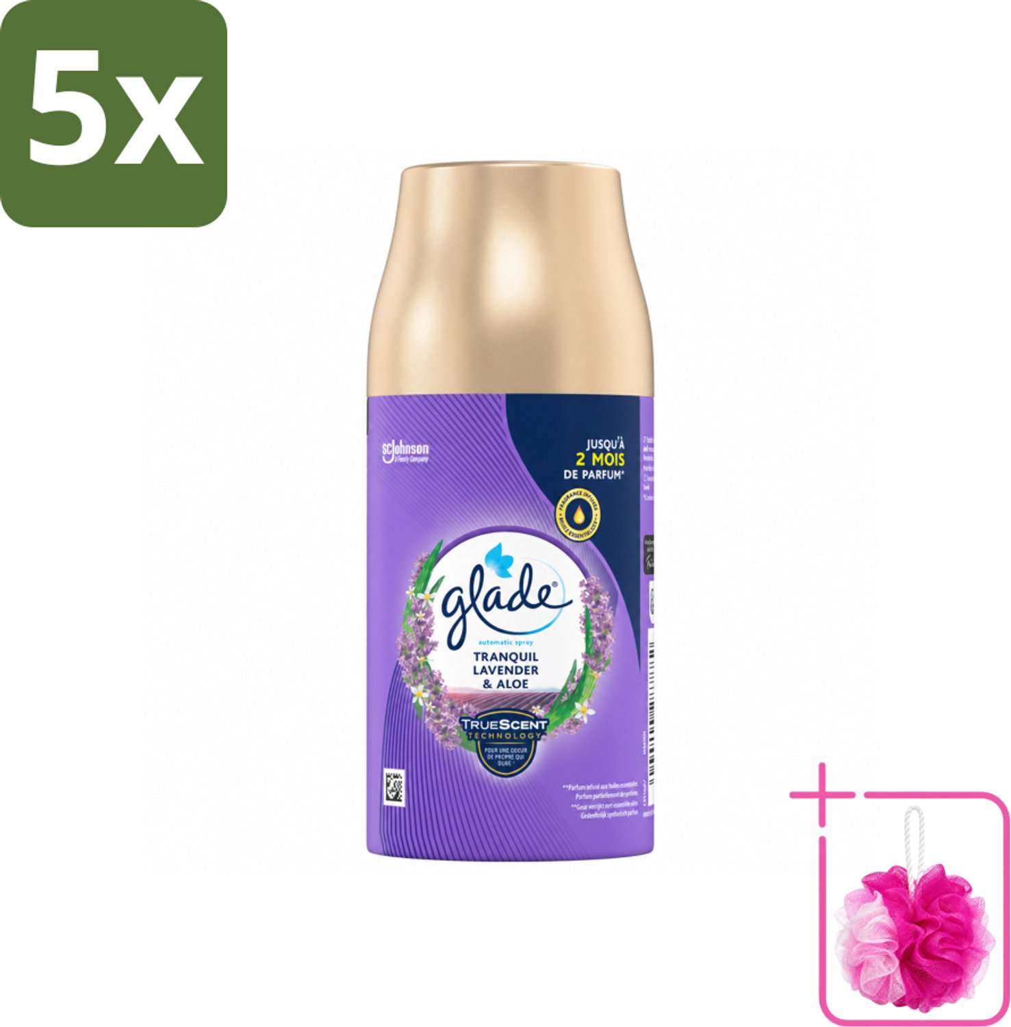 5 x Glade - Automatische Spray - Tranquil Lavender & Aloë - 269 g - Bulkverpakking - Lavendel - Douchemop - Aloe Vera